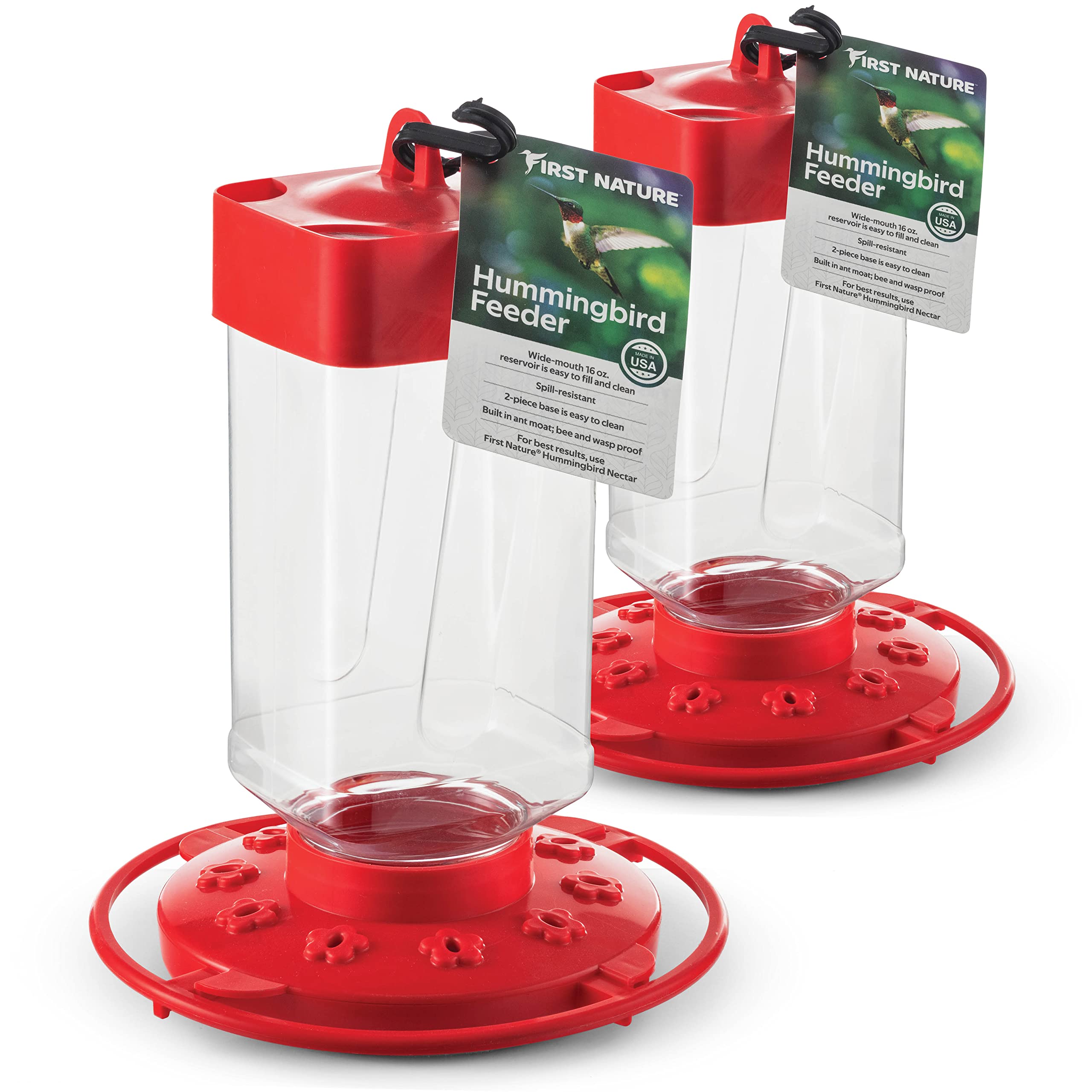 First Nature 3055 32Ounce Hummingbird Feeder (Set of 2), Red (993055