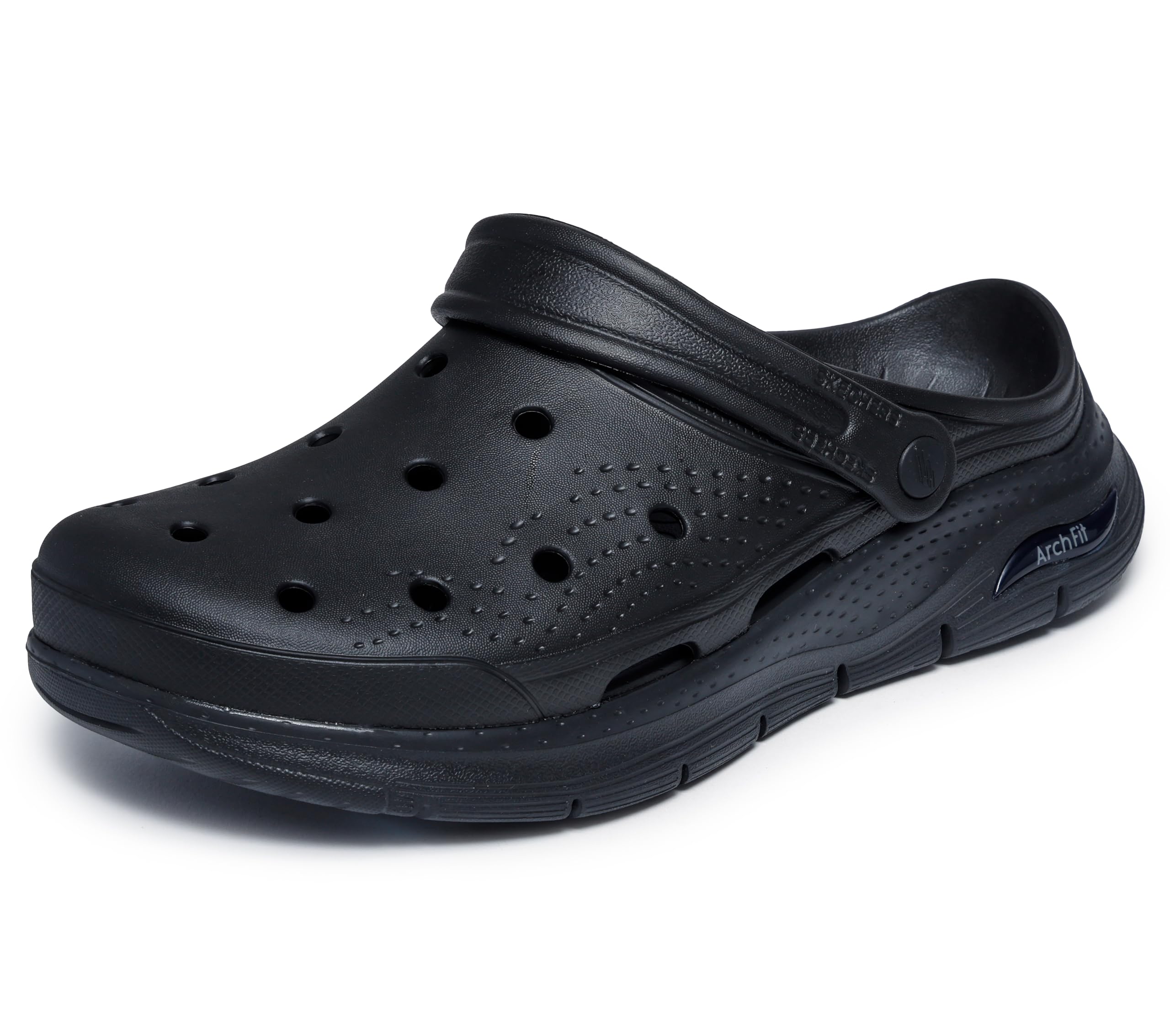 Skechers ARCH FIT VALIANT, Zuecos para Hombre, Black Synthetic, 45 EU
