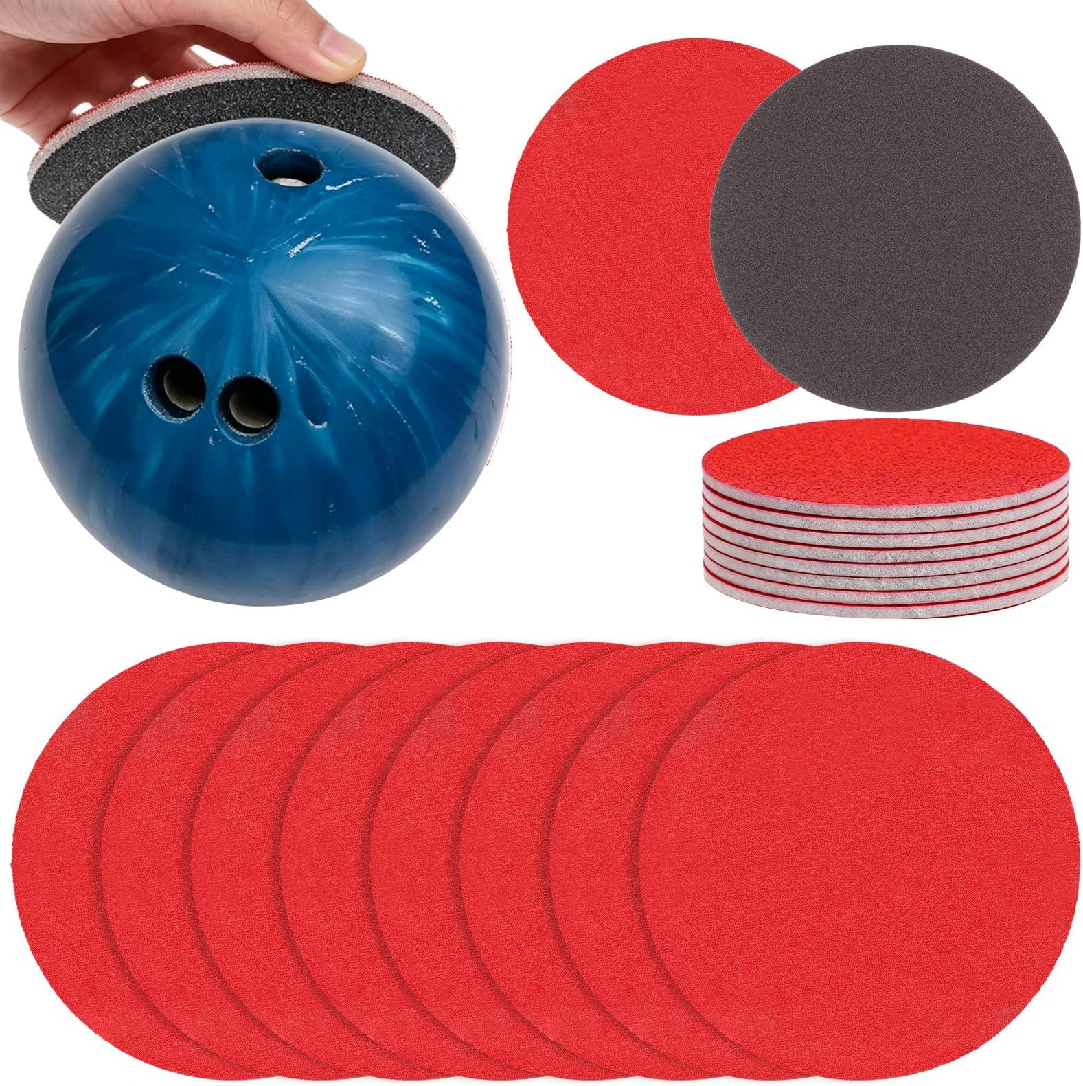 8 Pack Bowling Sanding Pads Bowling Accessories Bowling Ball Sanding Sand Pads Resurfacing Polishing Cleaning Kit, Grit 500, 800, 1000, 1200, 1500, 2000, 2500, 3000 for Different Texture Bowling Balls