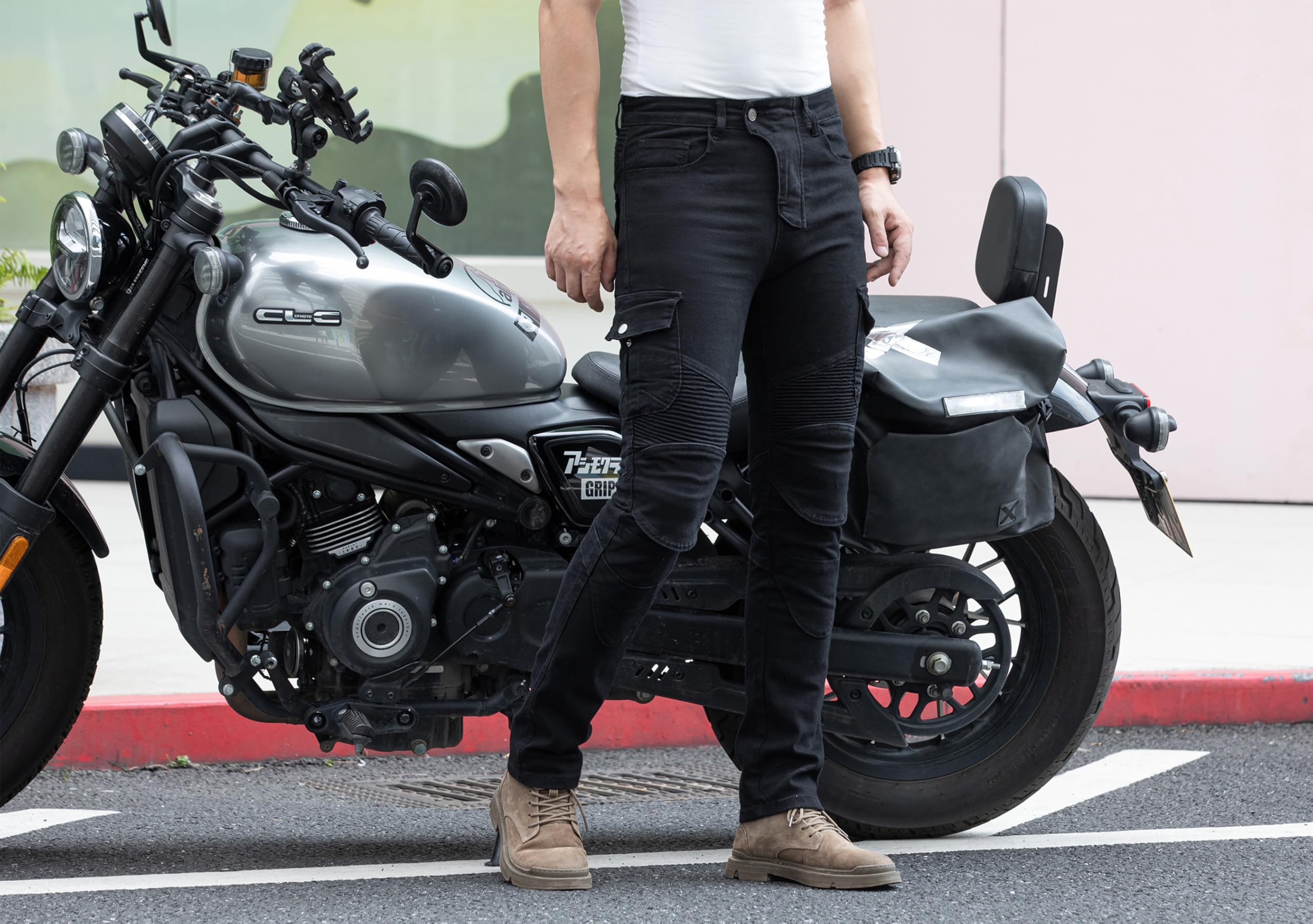 Pantalon Moto Homme et Femme, Armure CE Niveau 2 | Protecteurs Nid d'Abeille EN1621-1, flexibles par temps froid & respirants Toutes saisons, pour quotidien & road trip