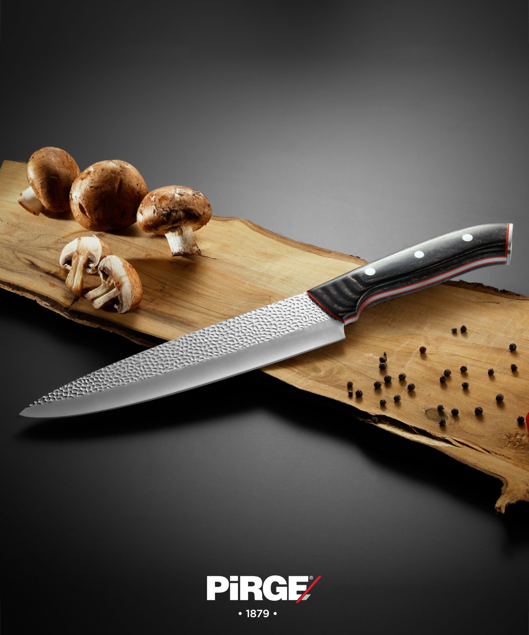 Pirge Cuchillo de cocinero forjado de 21 cm - Cuchillo de cocina con alicates continuos de madera compuesta - Excelente nitidez, cuchillo universal - Acero inoxidable alemán 56 HRC con alto contenido