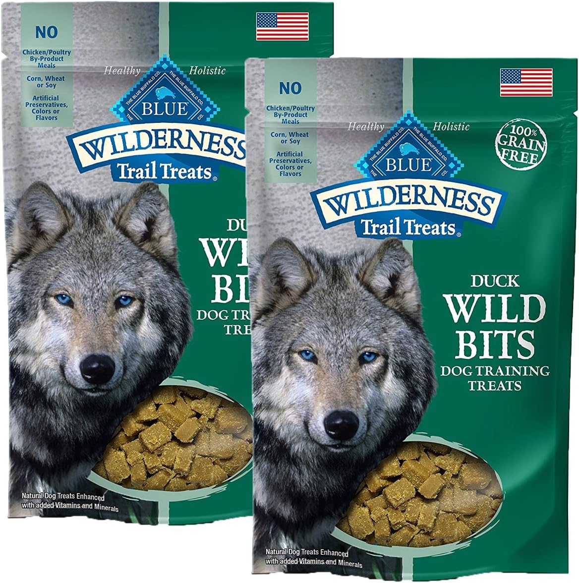 BLUE Wilderness Trail Treats Grain-Free Wild Bits Duck Recipe Dog Treats 4-oz, Duck Recipe / 2 Pack