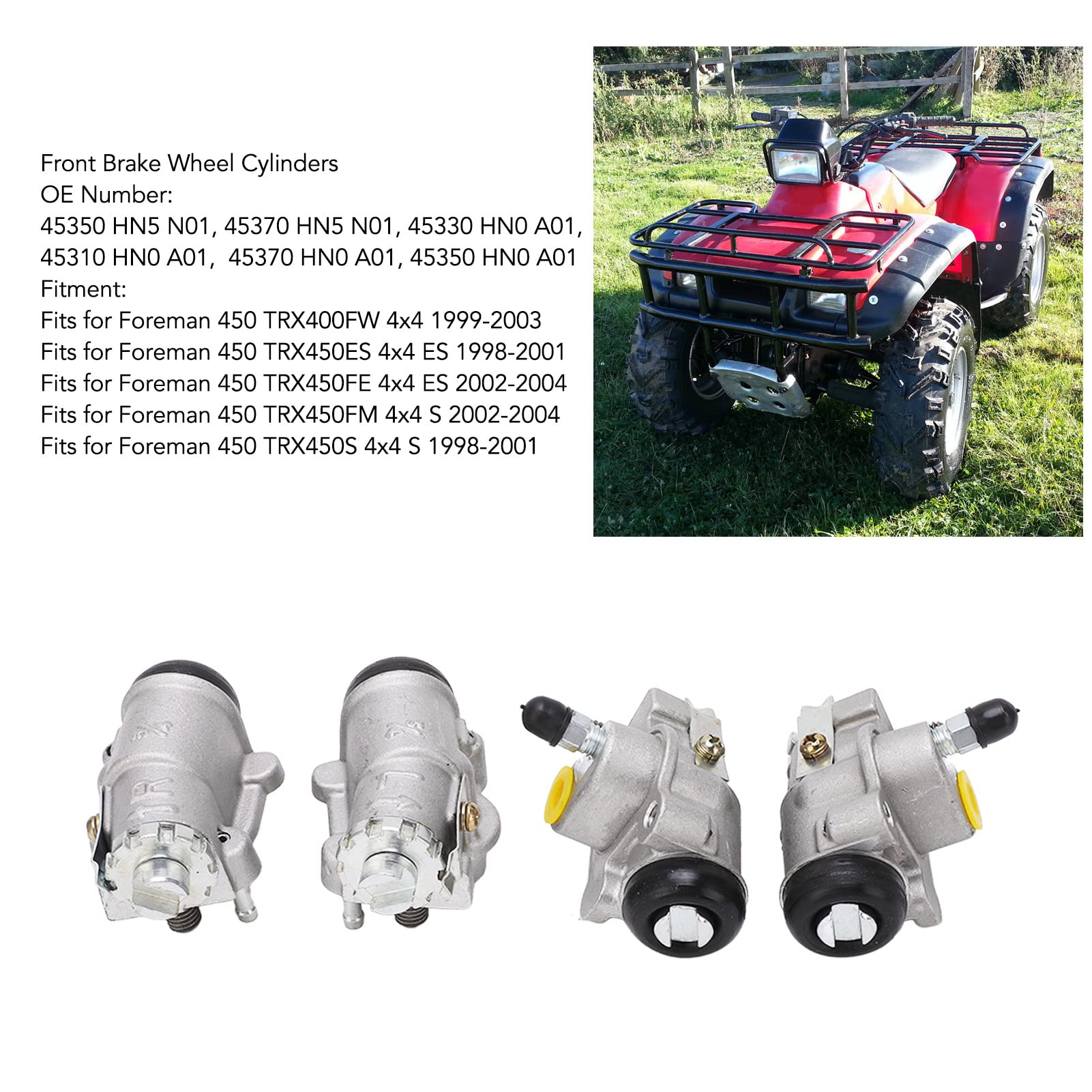 Matybobe Cilindros de la Rueda del Freno Delantero 45350 HN5 N01 Conjunto para Capataz 450 TRX400FW TRX450FE Convierte Eficientemente la Fuerza Hidráulica en Material de Acero
