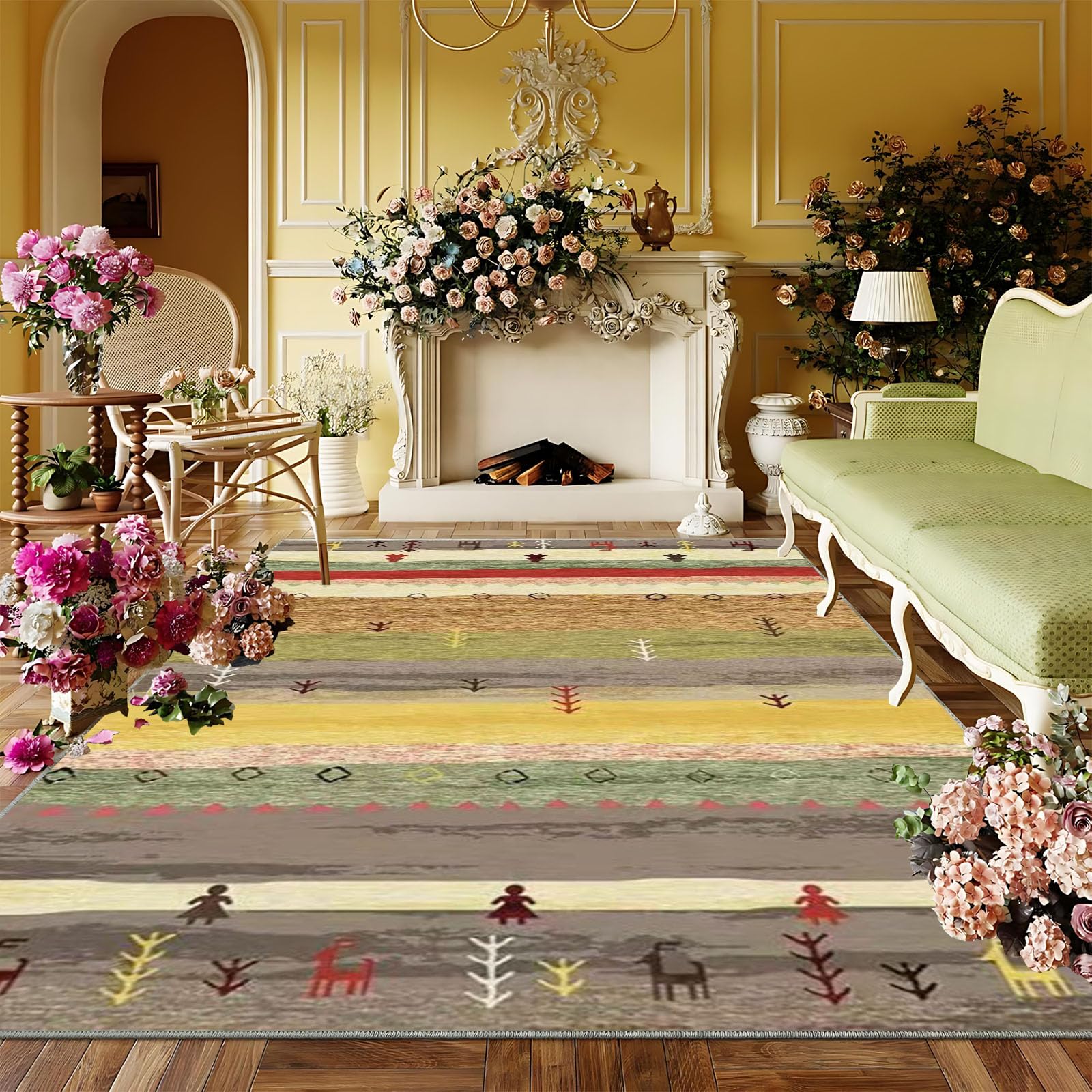 Tapis en velours cristal pour chaleur hivernale dans le salon 90x180 cm
