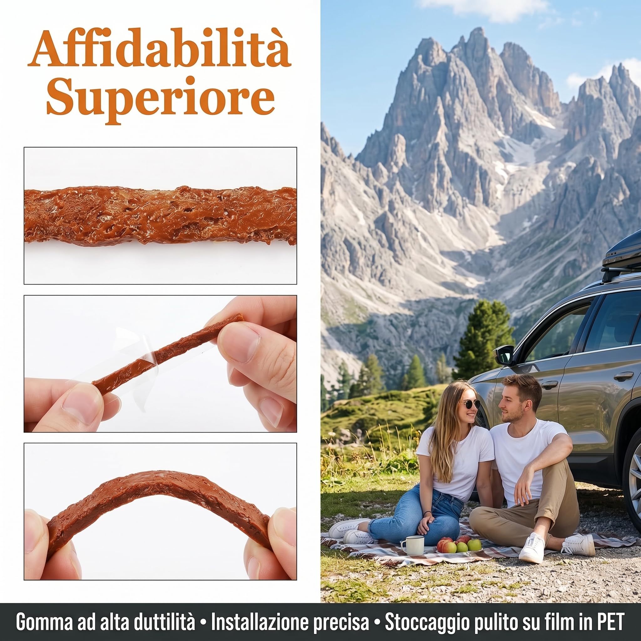 Kit Riparazione Pneumatici Auto, 25 Pezzi Strisce in Gomma per Foratura 10cm