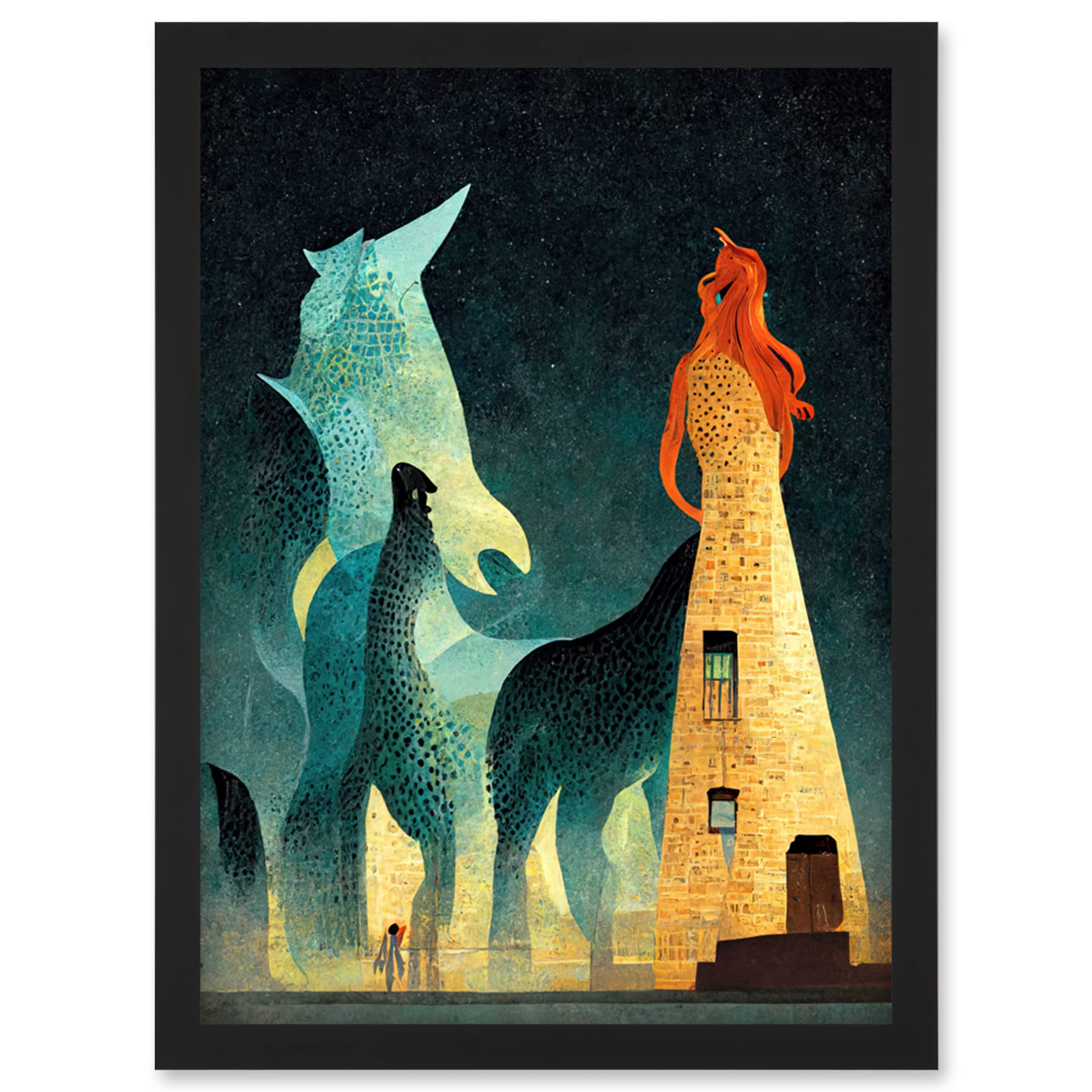 Artery8 Kelpies Dream Illustration Falkirk Wall Art PrintA4 Size from B&Q