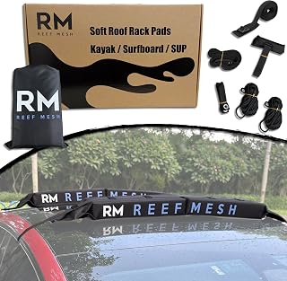 Universal Soft Roof Rack Pads for Kayak, SUP, Canoe & Surfboard | Waterproof Anti-Wick Straps, Extra-Wide Car Roof Carrier, Non-Slip Buckles, Fits Cars, SUVs & Vans