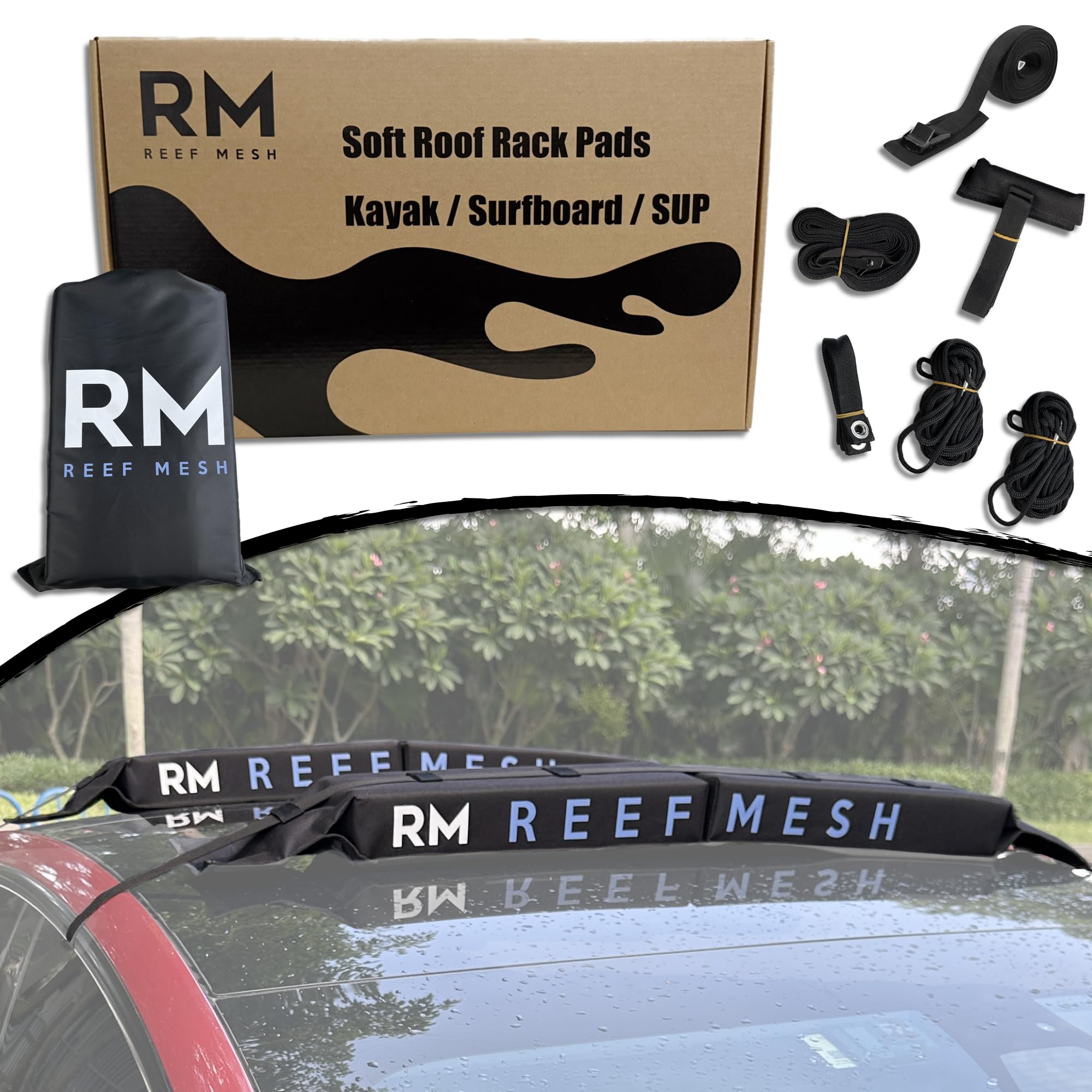 Universal Soft Roof Rack Pads for Kayak, SUP, Canoe &amp; Surfboard