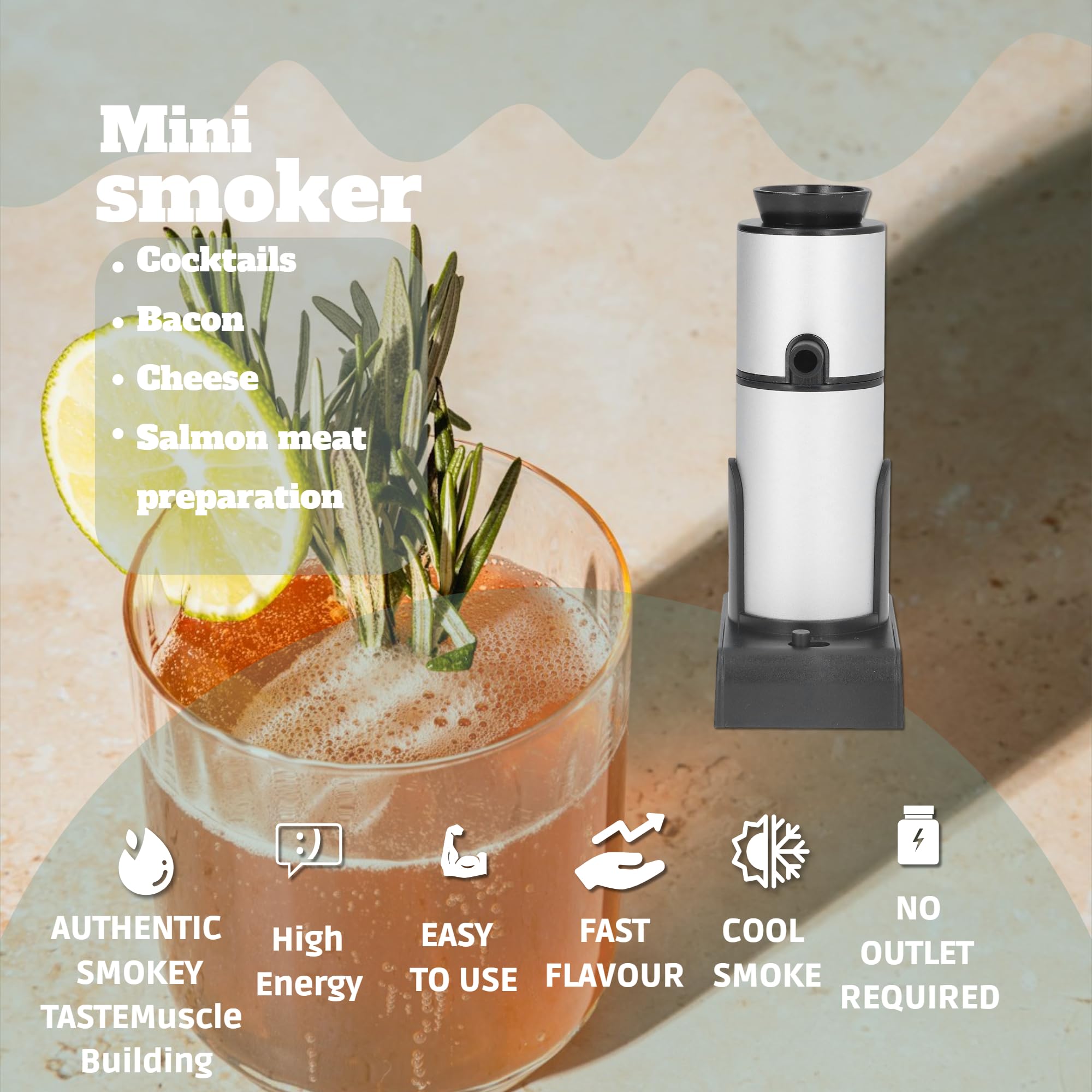 Gugxiom Set di affumicatori per cocktail, con 2 velocità del affumicatore portatile per carne, salmone, barbecue e formaggio
