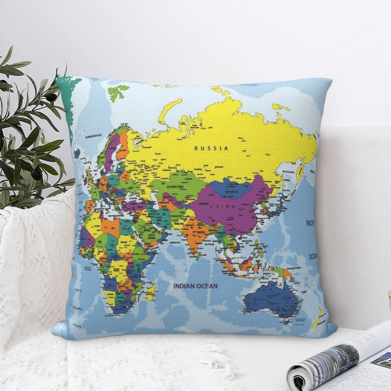 Amazon.co.jp: カラフルな世界地図 枕カバー まくらカバー 綿100％ 枕 