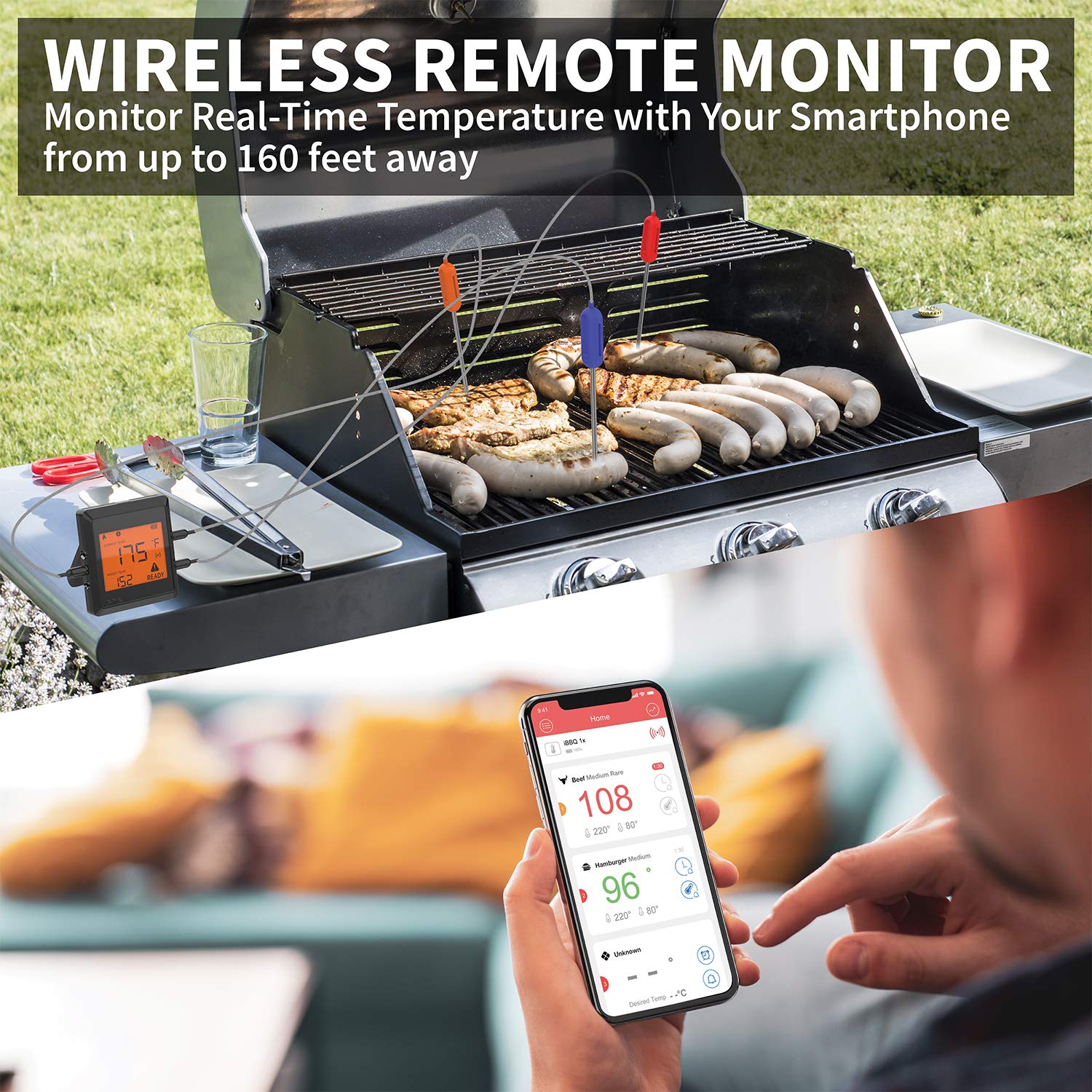Long Range Wireless Meat Thermometer | Bluetooth With Signal Booster | For Oven, Grill, Smoker - View #13