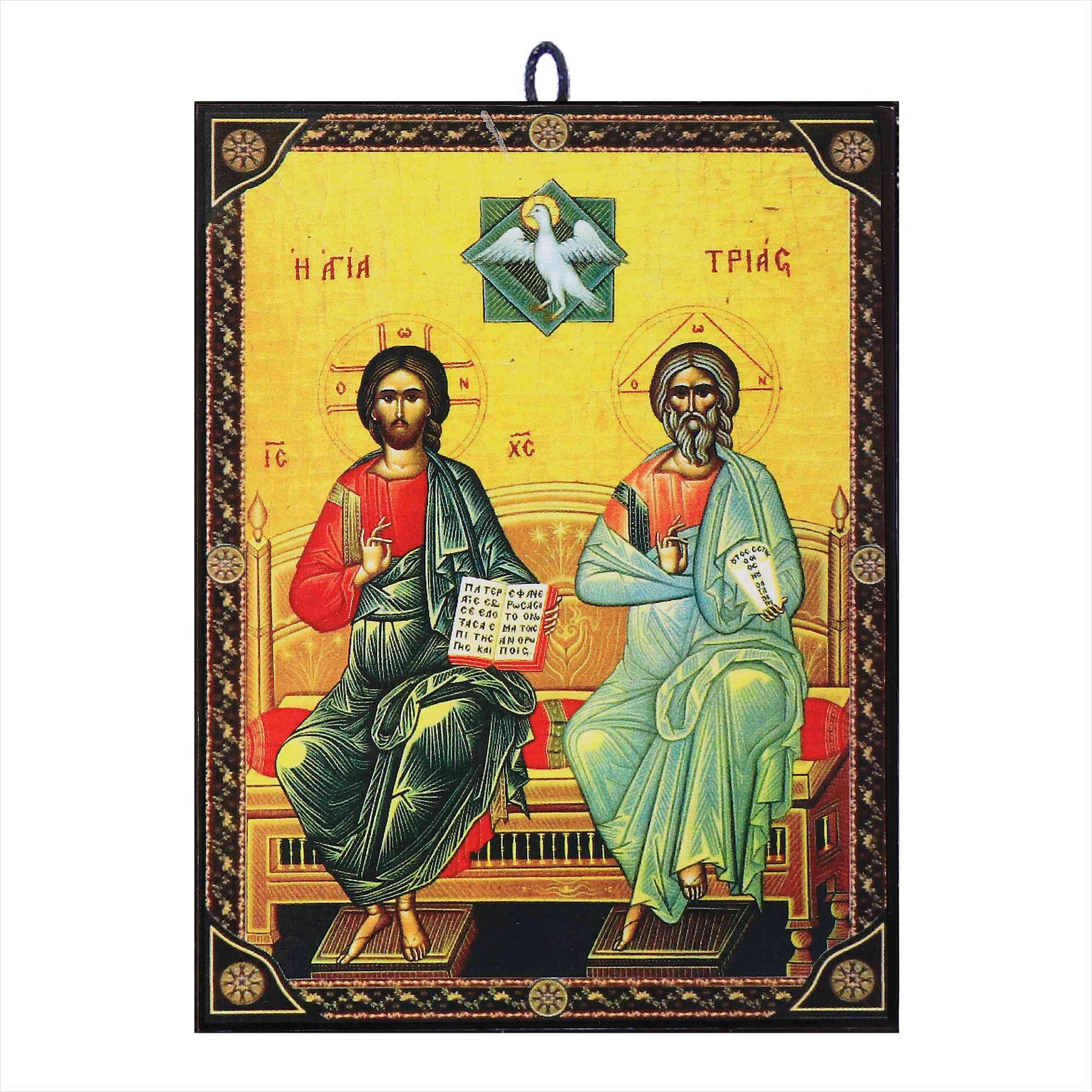 NKlaus Icon Holy Trinity 9.7 x 13.5 cm Christian Wall Picture from Greece 60052