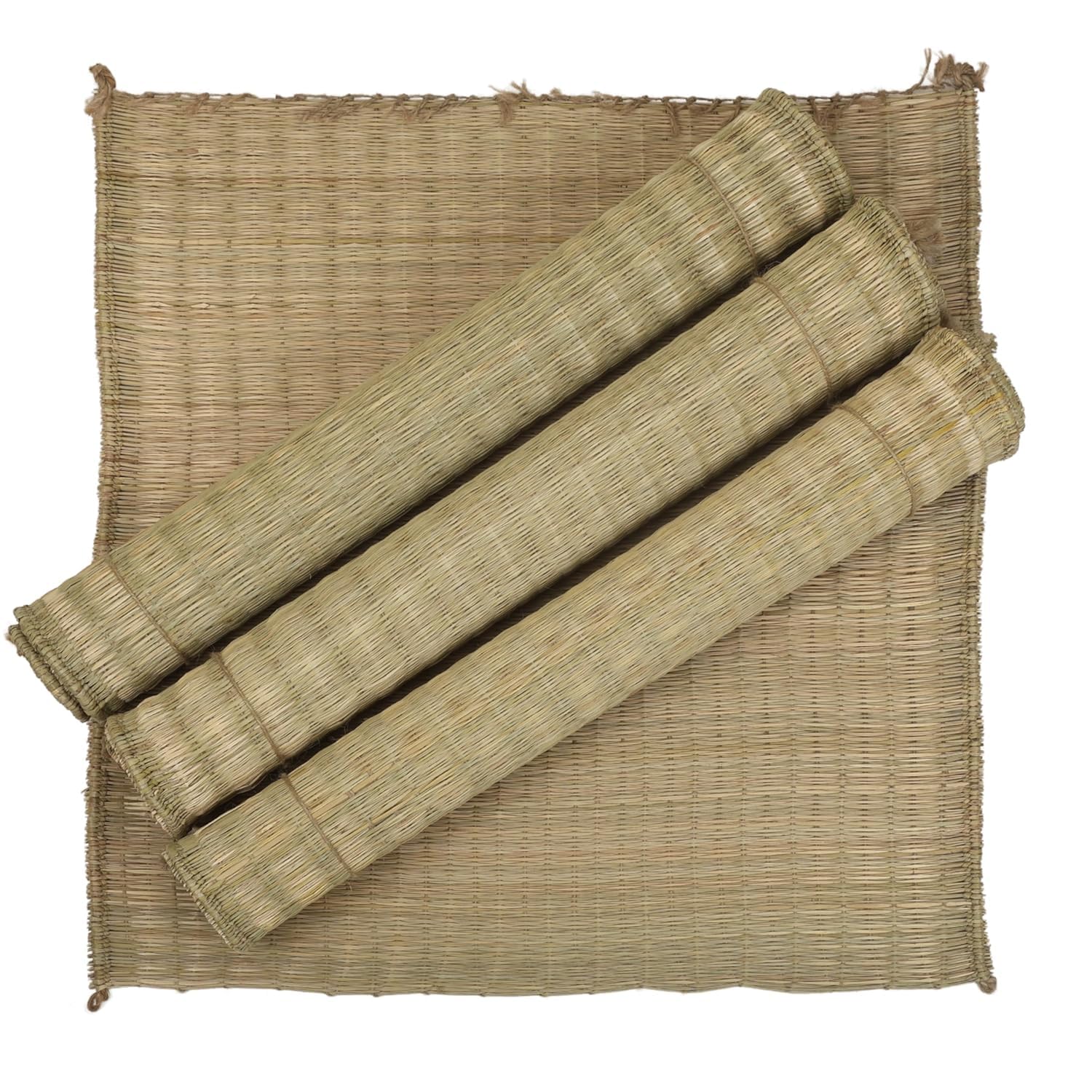 MAMAJI Hand-Woven Meditation & Prayer Mat | Eco-Friendly Madurkathi Grass Yoga & Puja Mat | Portable 19"x19" Natural Fiber Floor Mat for Wellness & Daily Rituals (Pake of 4)-image-34