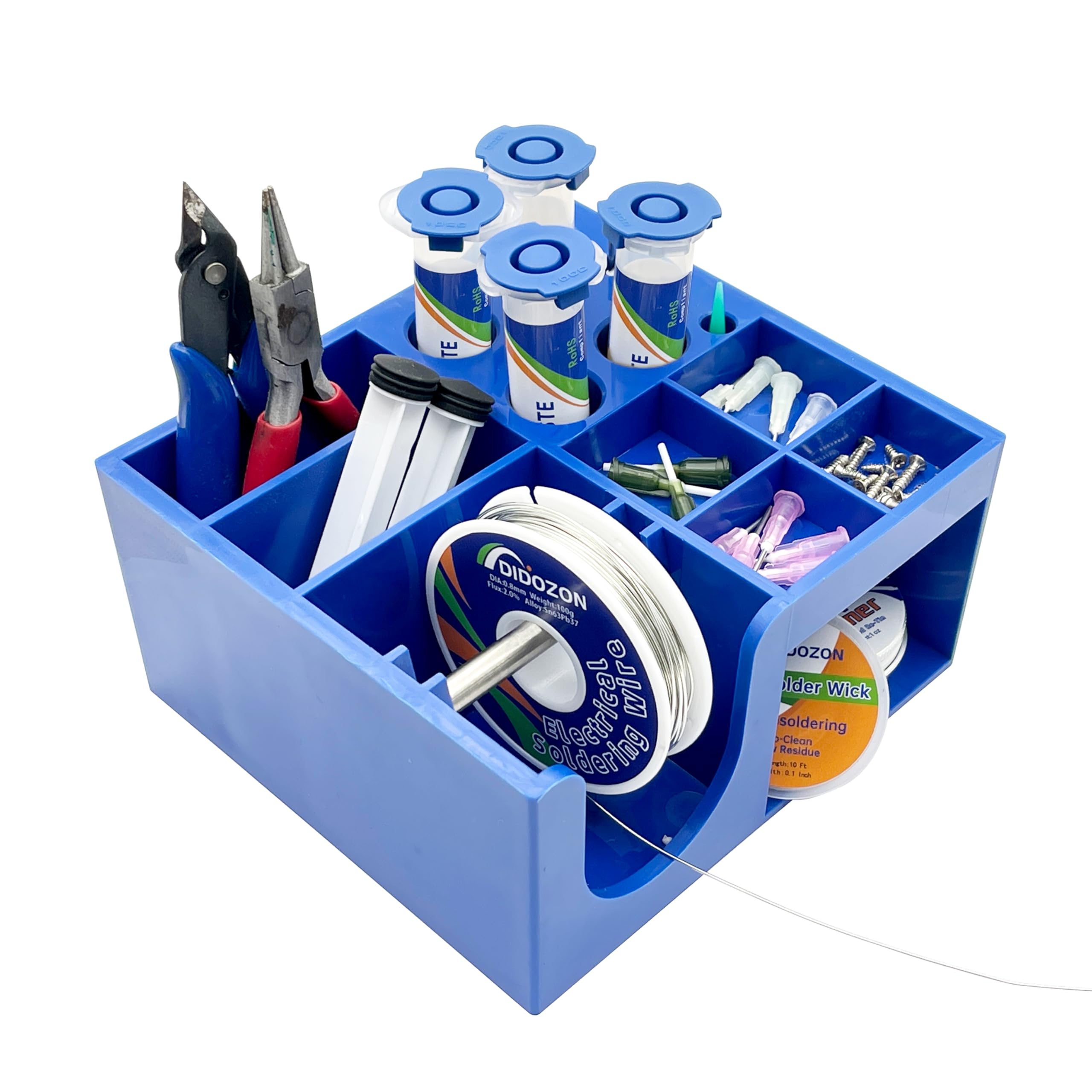 Solder Dispenser Reel Stand, Solder Wire,Flux,Paste and Small Parts Storage Box