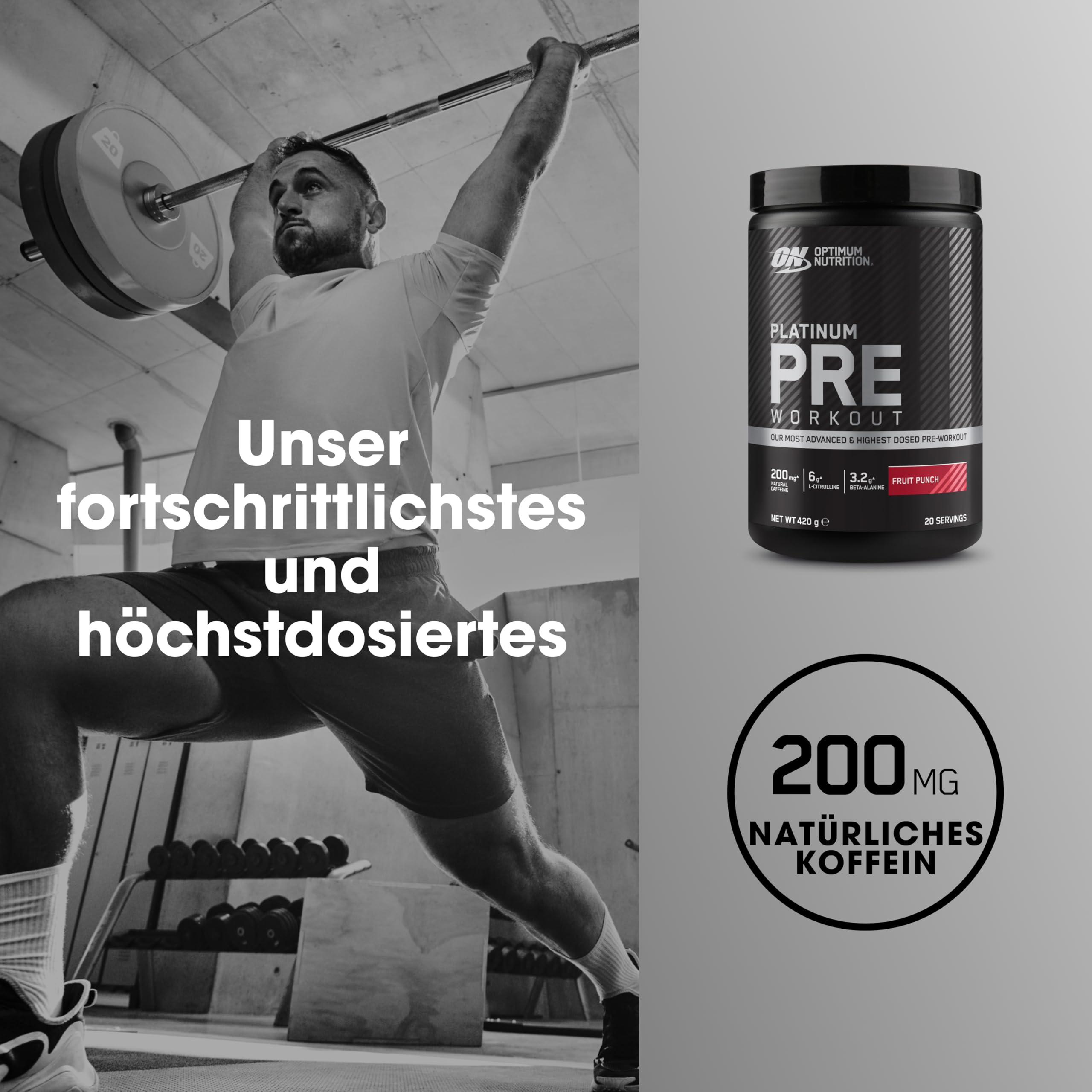 Optimum Nutrition Gold Standard Pre-Workout Advanced Powder, Energy Booster mit L-Citrullin, Beta-Alanin, Koffein und den Vitaminen B12 und B6, Fruchtpunsch-Geschmack, 20 Portionen, 420 g