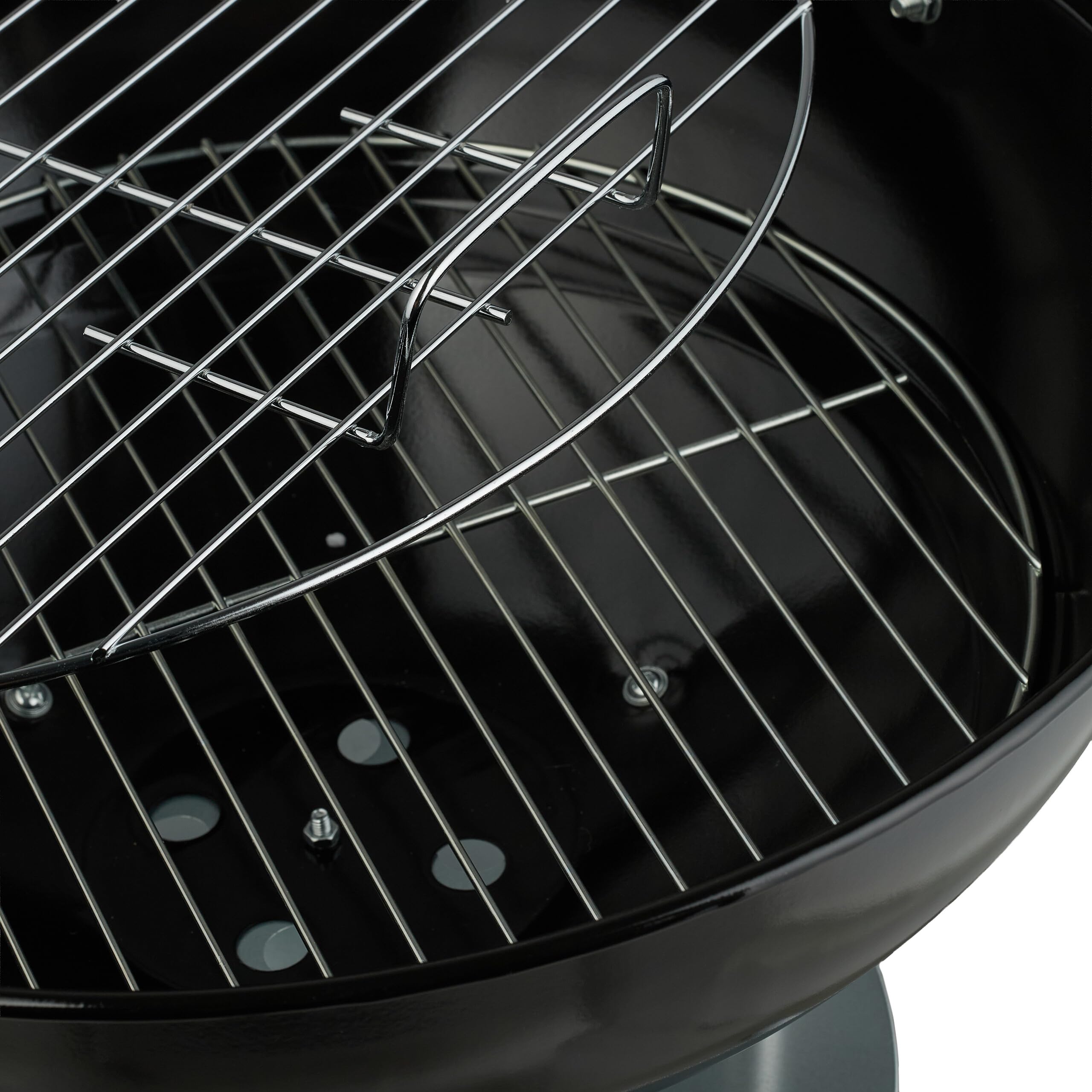 Relaxdays Grill a Carbonella Rotondo Ø 44 cm z Coperchio, 2 Koła, Czarny