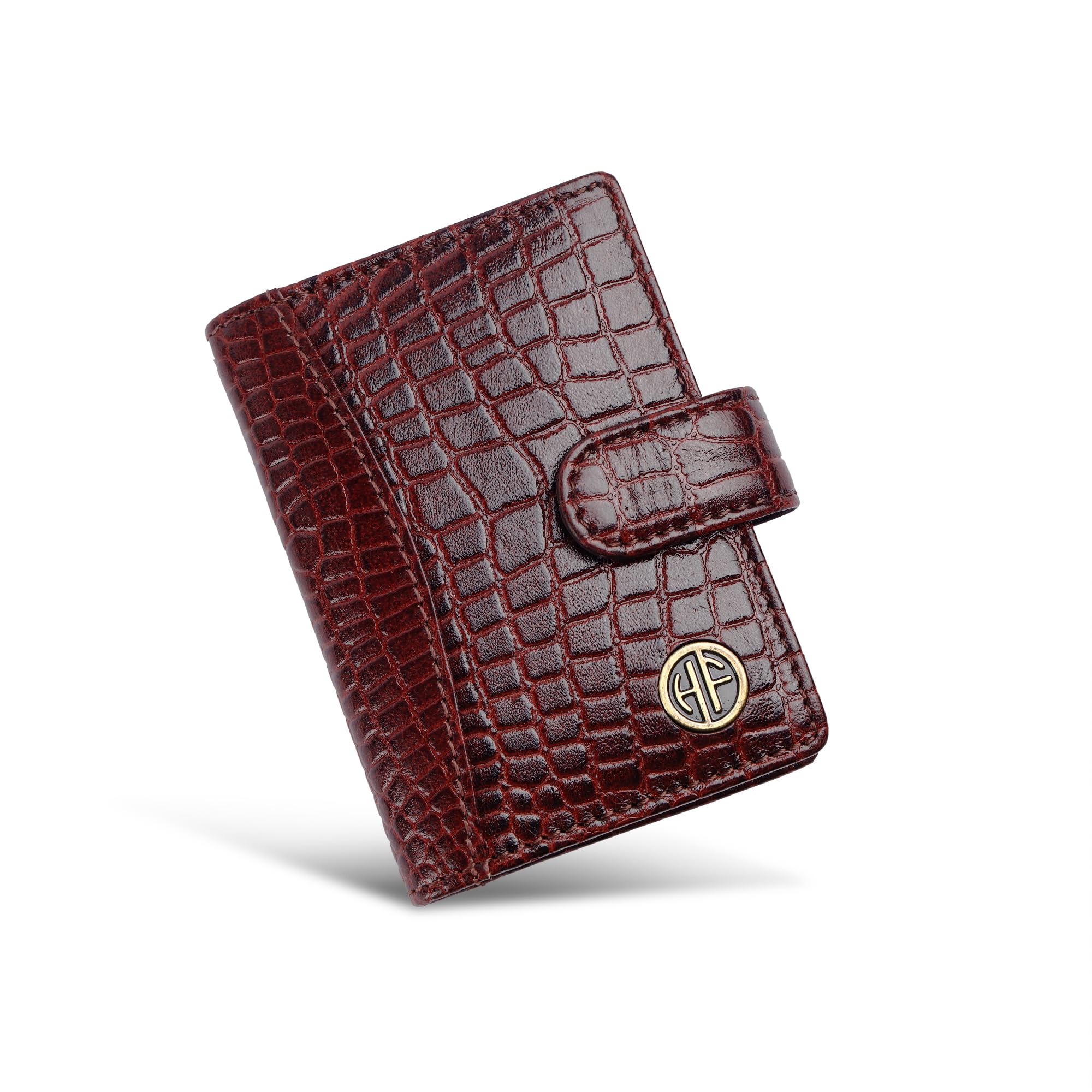 HAMMONDS FLYCATCHER Genuine Leather Card Holder Wallet for Man & Women, RFID Protected ATM/Credit Card Holder Wallet for Men with 18 Slots, Gift for Men, Father, Husband, Boyfriend - Croc Brown