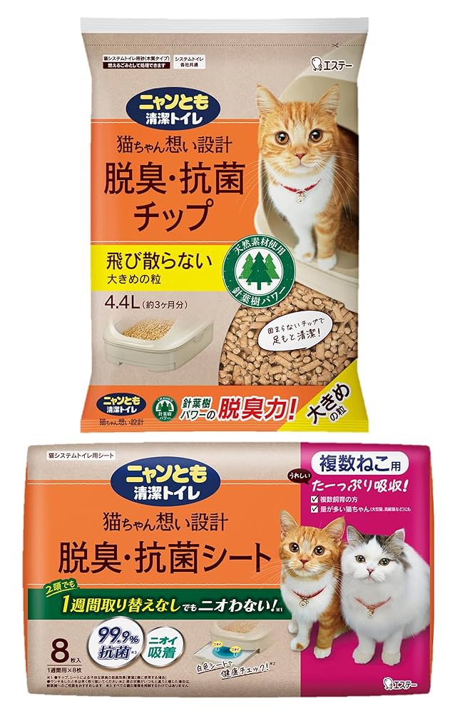 ニャンとも清潔トイレ　複数猫用　８枚入り Amazon.co.jp: ニャンとも清潔トイレ 脱臭・抗菌シート 複数ねこ