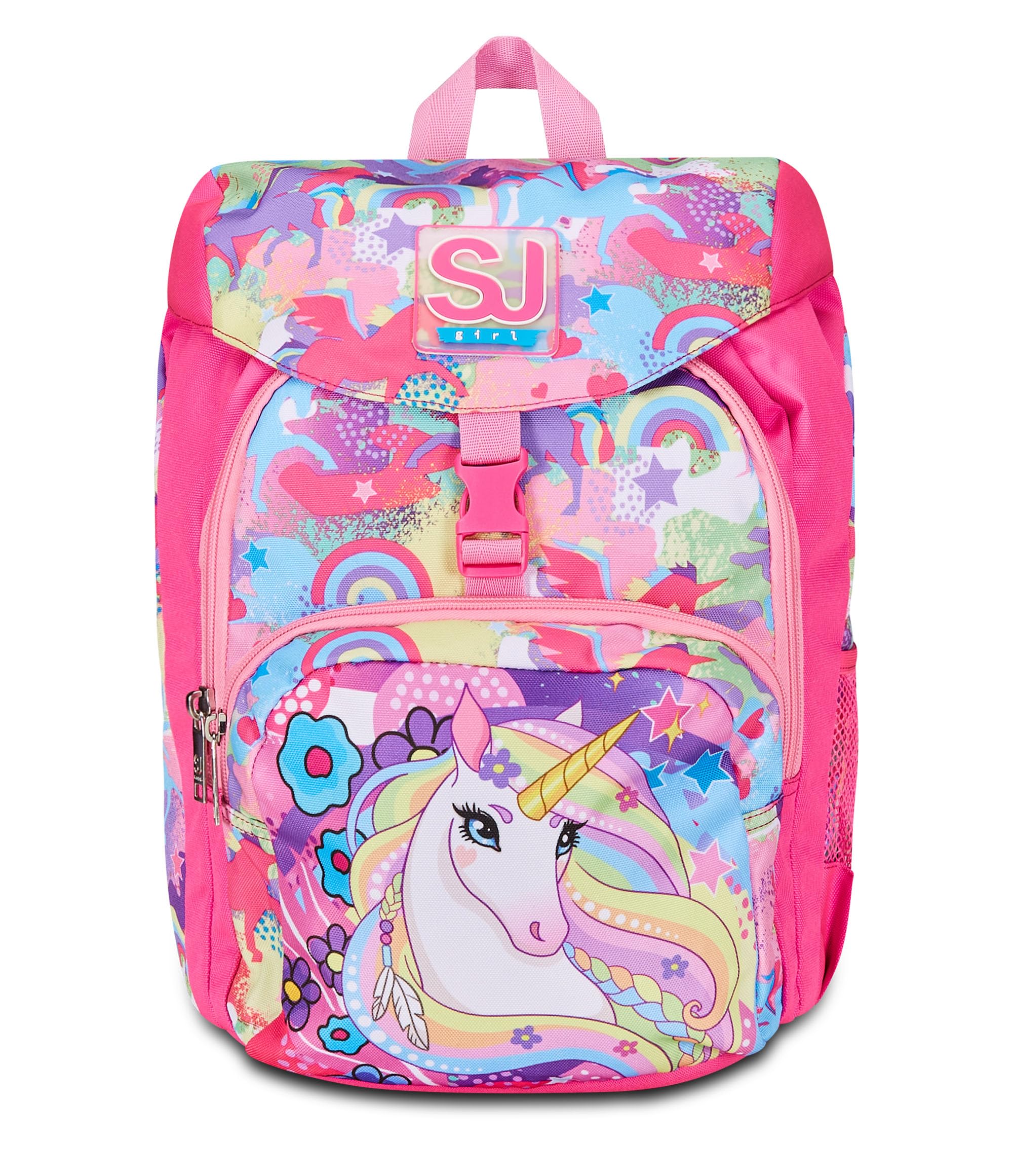 SJ Gang First School Backpack, Pink, Unibraid, Mono Compartment, School and Leisure Backpack, Elementary School, Girl, Pink, Taglia Unica, Backpack
