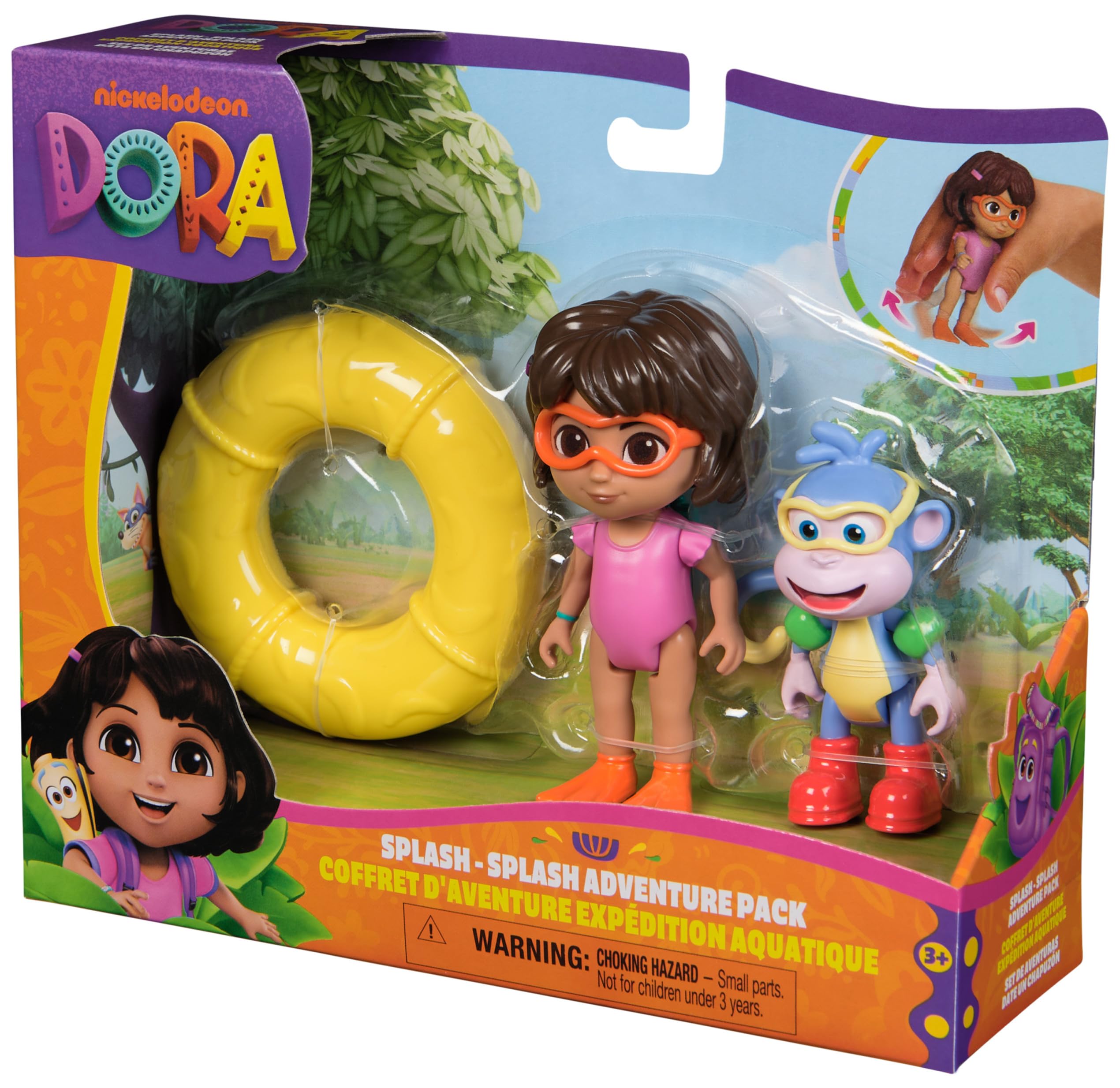 Dora, Splash-Splash Adventure Pack, with Dora & Boots Toy Figures & Accessories, Kids Toys for Girls & Boys Ages 3 and Up