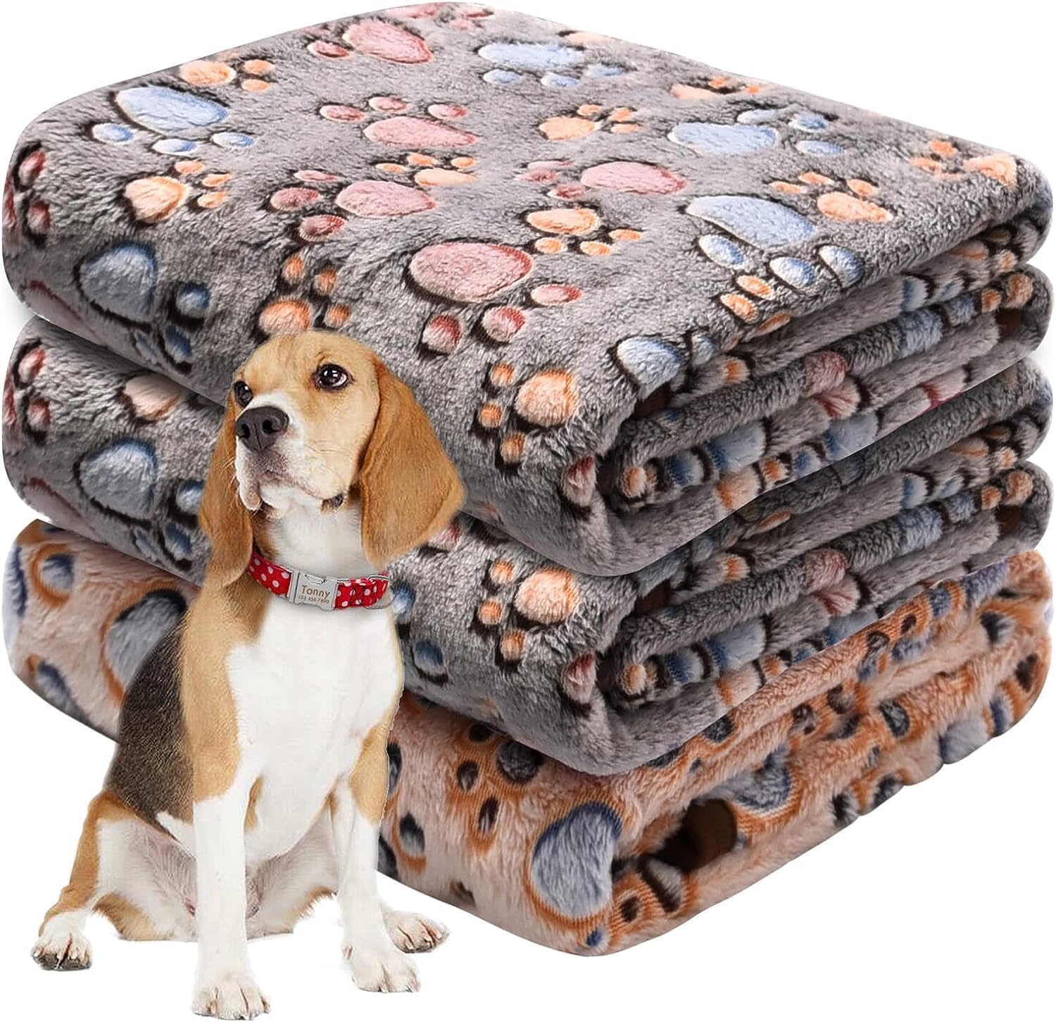 3 Pack Large Dog Blanket, Thick and Warm Fleece Pet Blankets, Washable Cat Blankets Throw, Soft Coral Fleece Puppy Blanket, for Dog Bed Cover, Couch Sofa, Car Seat, 41x31 Inches