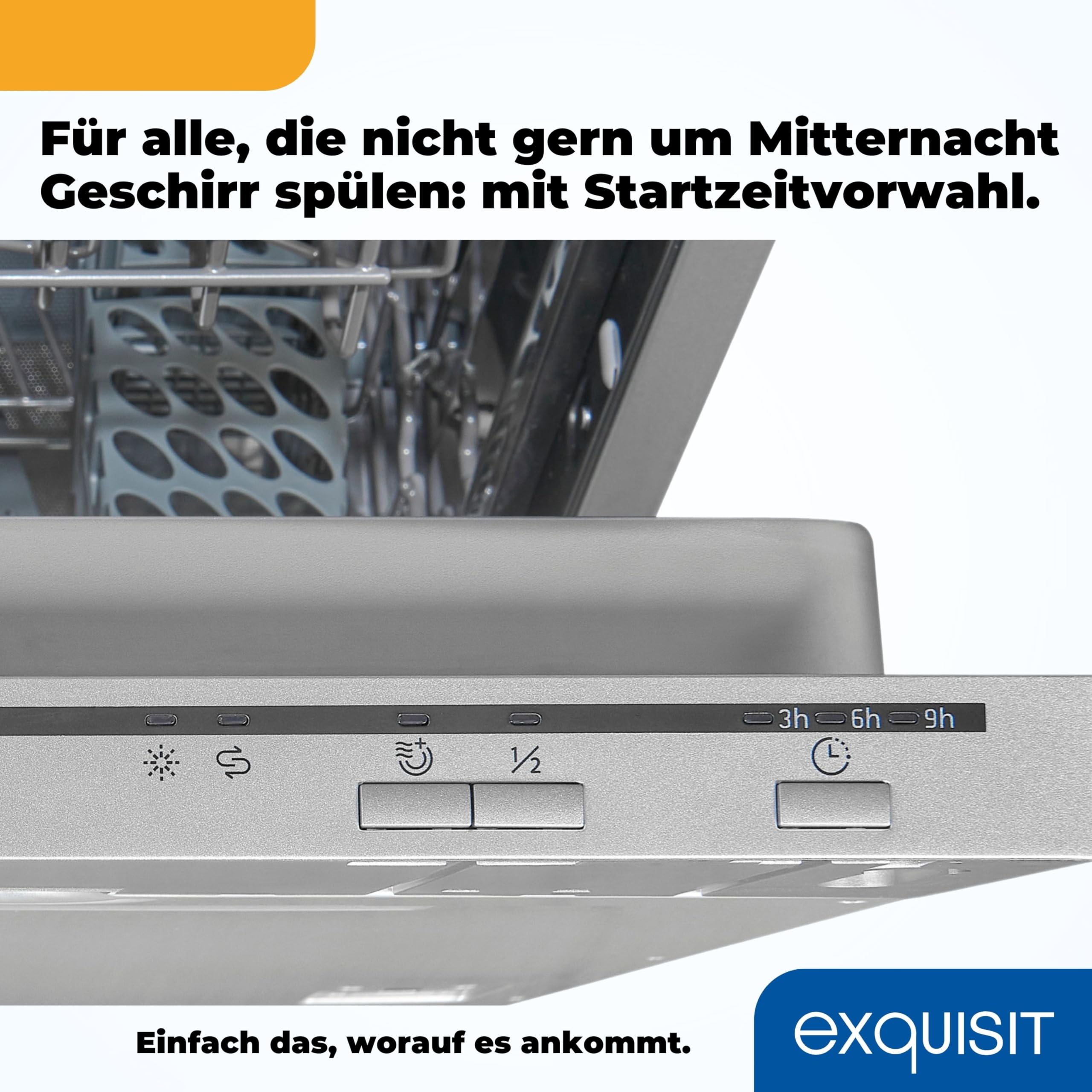 Exquisit EGSP1009-E-030E Einbaugeschirrspüler vollintegriert 45 cm 9 Maßgedecke silber Energieklasse E