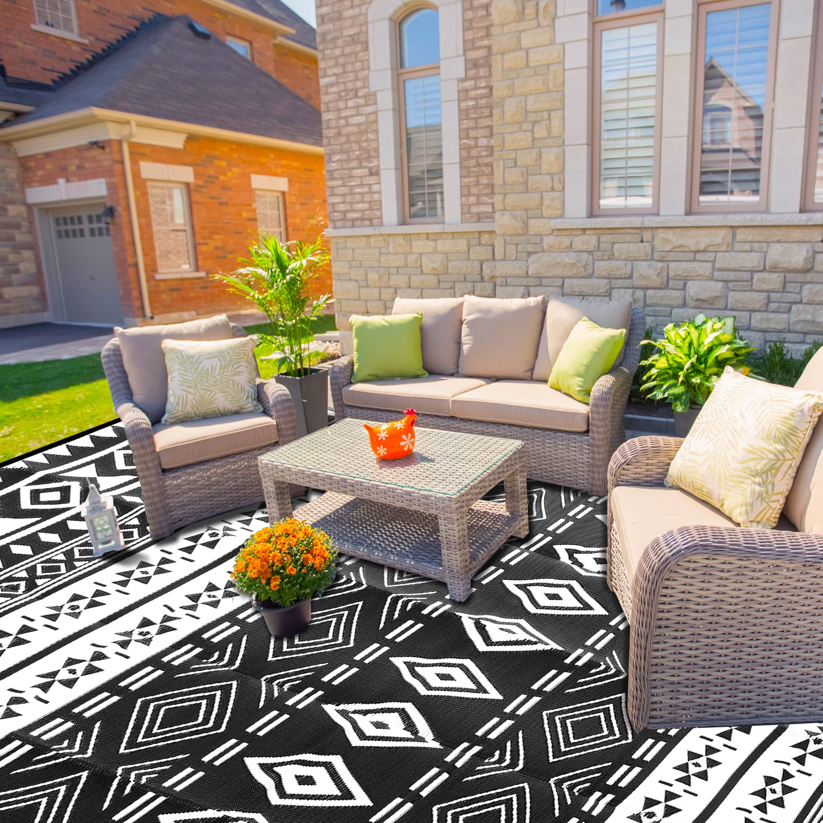 Tnyeobae Outdoor Rug, RV Mat Waterproof, Portable Outdoor Camping Rug