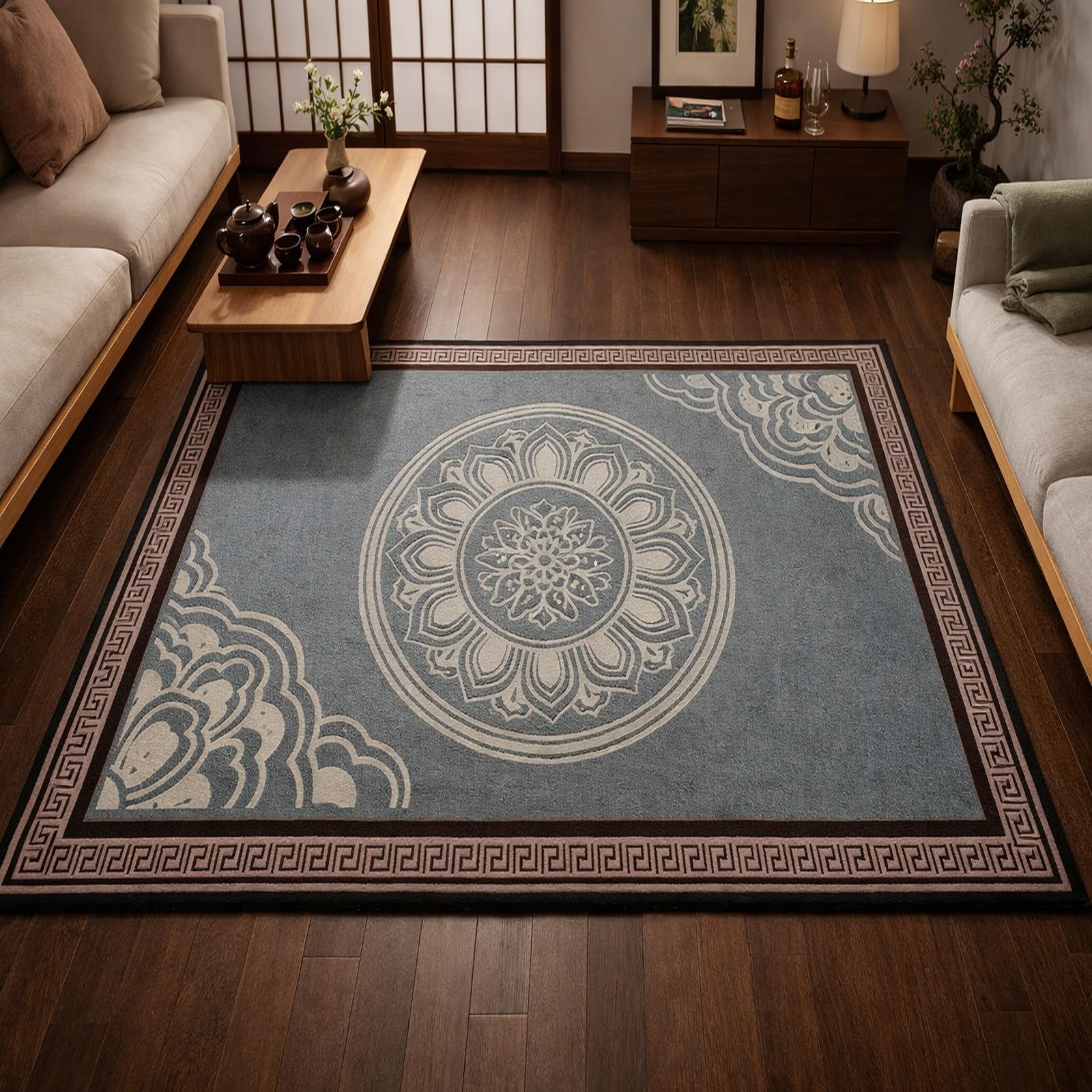 Alfombra suave decoracion de interiores Rururug azul floral 180x280