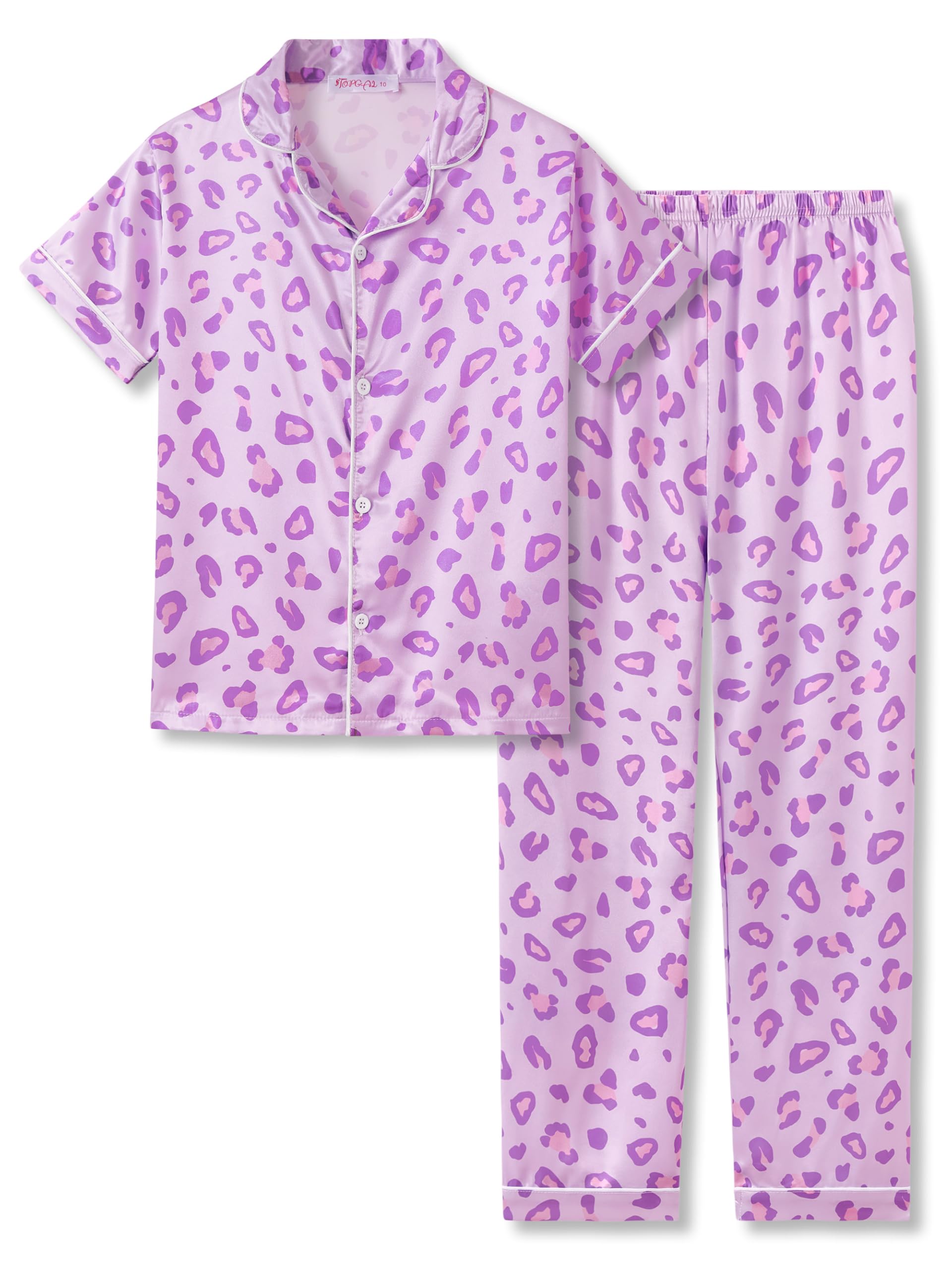 Topgal Satin Pajamas for Girls Coat Style Unicorn & Cat Silky Button Down PJ Set Size 6-16