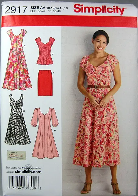 Simplicity 2917 Women's Plus Size Dress Pattern - Paper, White, AA (10-18)
