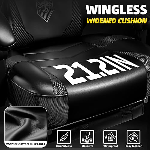 Miniatura 4 de Vonesse Silla de juegos, silla de oficina grande y alta con reposapiés y masaje, sillas de juegos para adultos con soporte lumbar, silla ergonómica