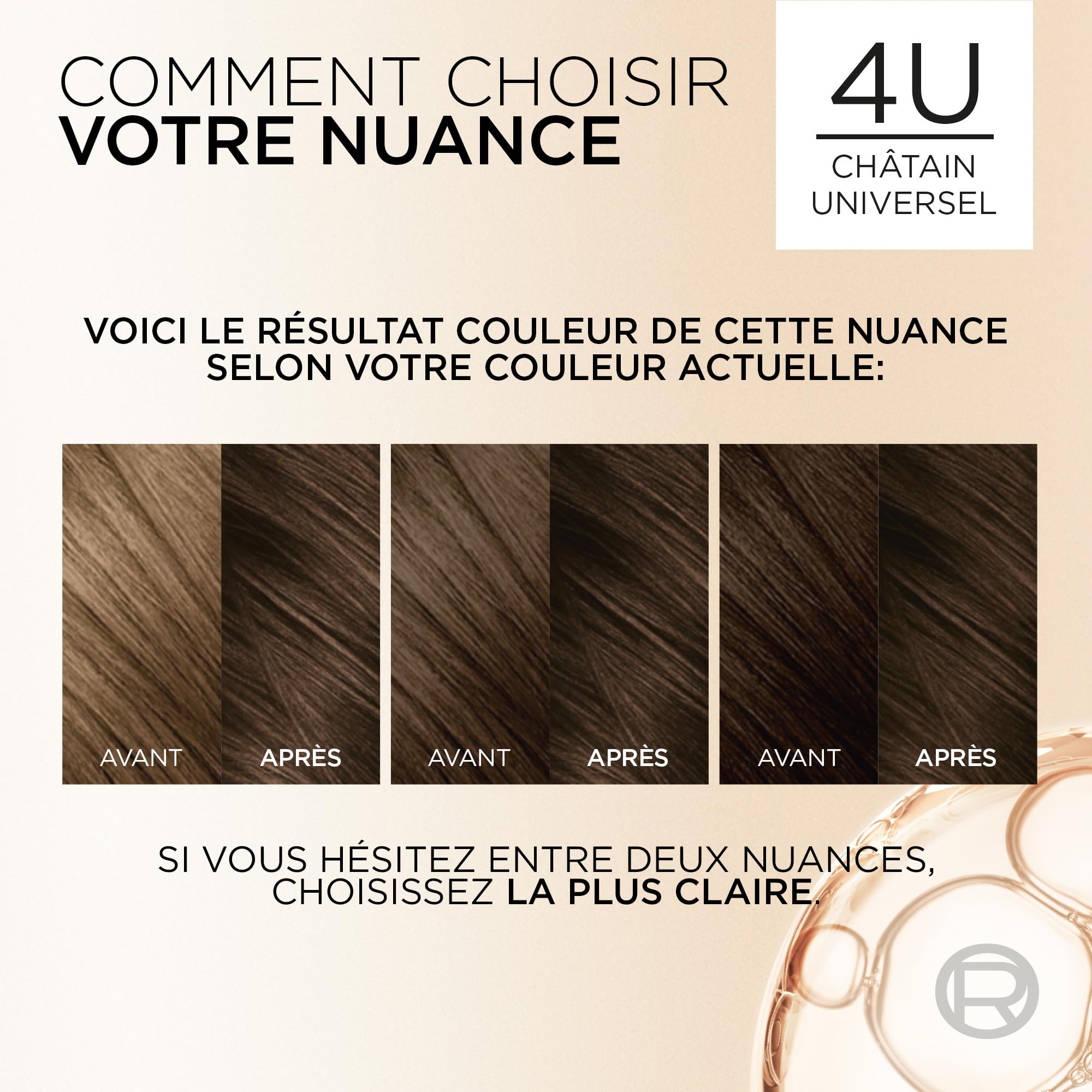 L’ORÉAL PARIS - Coloration Cheveux Permanente - Longue Durée - Résultat Naturel & Lumineux - Couvre 100% des Cheveux Blancs - Excellence Crème Universal Nudes - Nuance : Châtain Universel (4U)