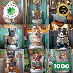 Lucky Puzzles - Dogs in The Loo: A Toilet Tail - 1000 Piece Jigsaw Puzzle for Adults | Funny Dogs Puzzle | Hilarious Dog Bathroom Humor Puzzle