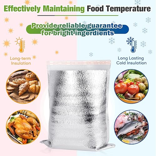 Miniatura 4 de 25 bolsas de aislamiento reutilizables, autoadhesivas, para cajas térmicas, revestimientos metalizados, bolsas de embalaje para loncheras, bolsas de