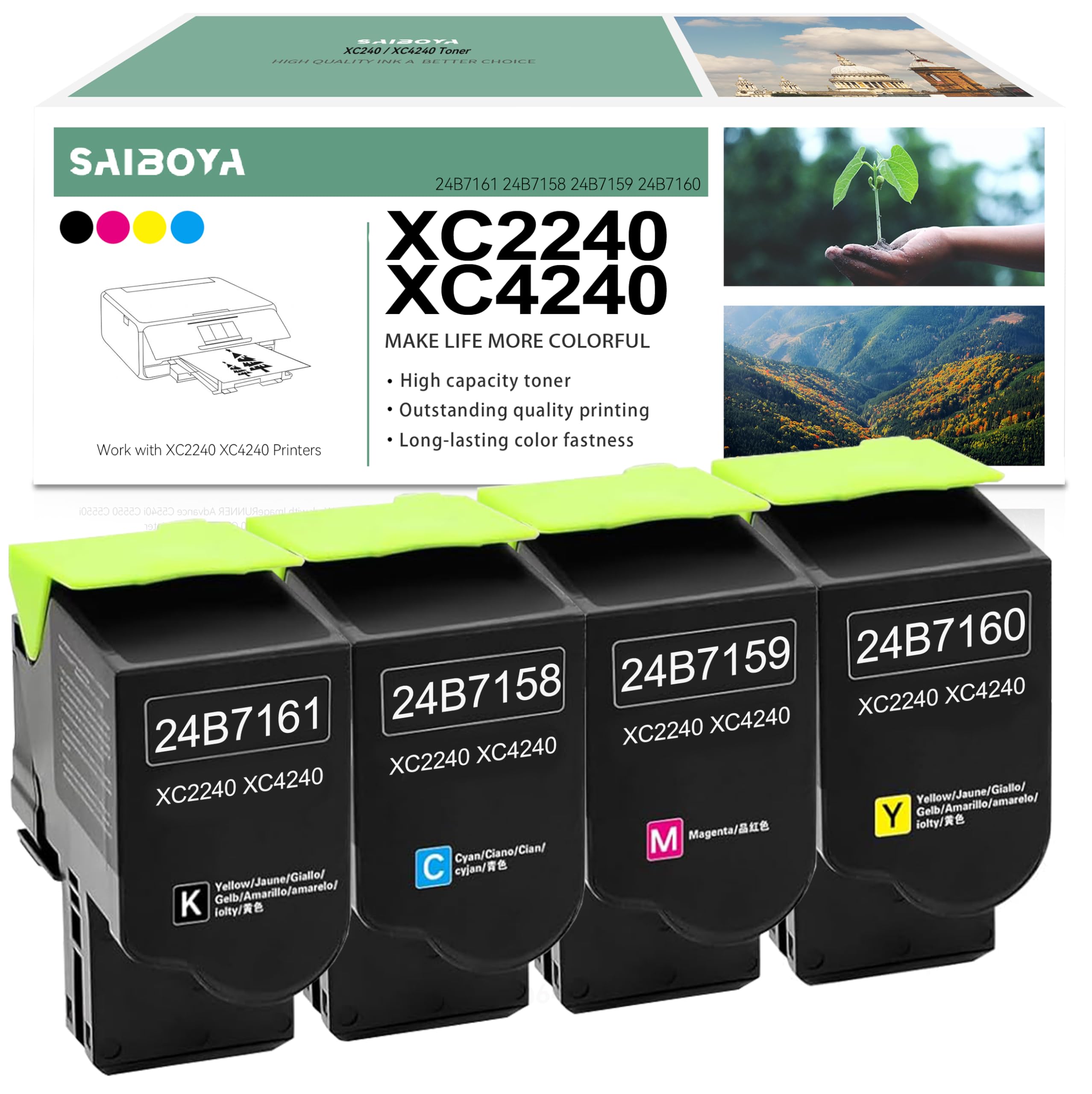 XC2240 XC4240 Extra High-Yield Toner Cartridge 24B7161 24B7158 24B7159 24B7160 Replacement for Lexmark XC2240 XC4240 Printers (Black,Cyan,Magenta,