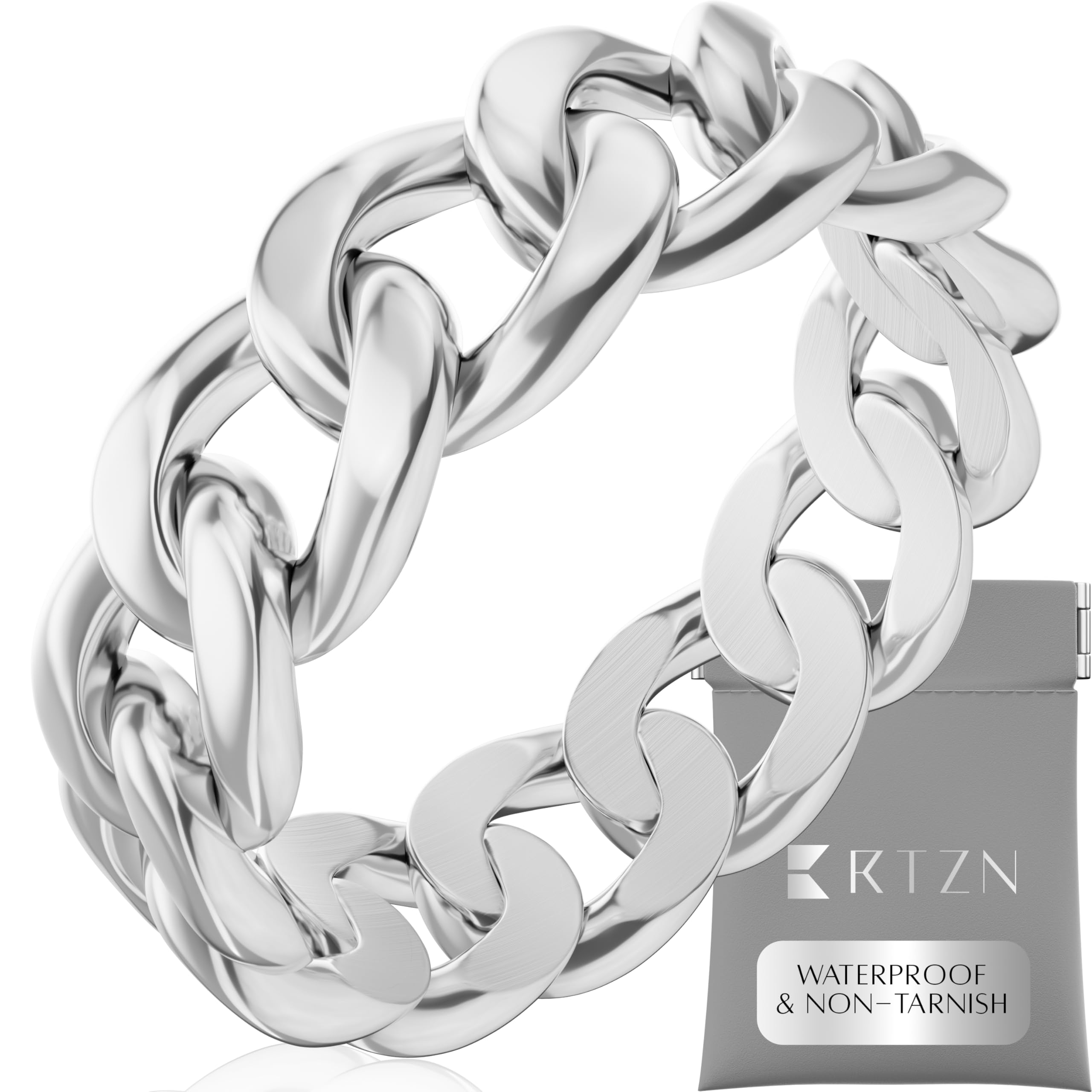 RTZN® Cuban Link Ring for Men — 6MM Premium Stainless Steel Gold/Silver Chain Ring for Men and Women — 100% Waterproof & Non-Tarnish Mens Chain Link