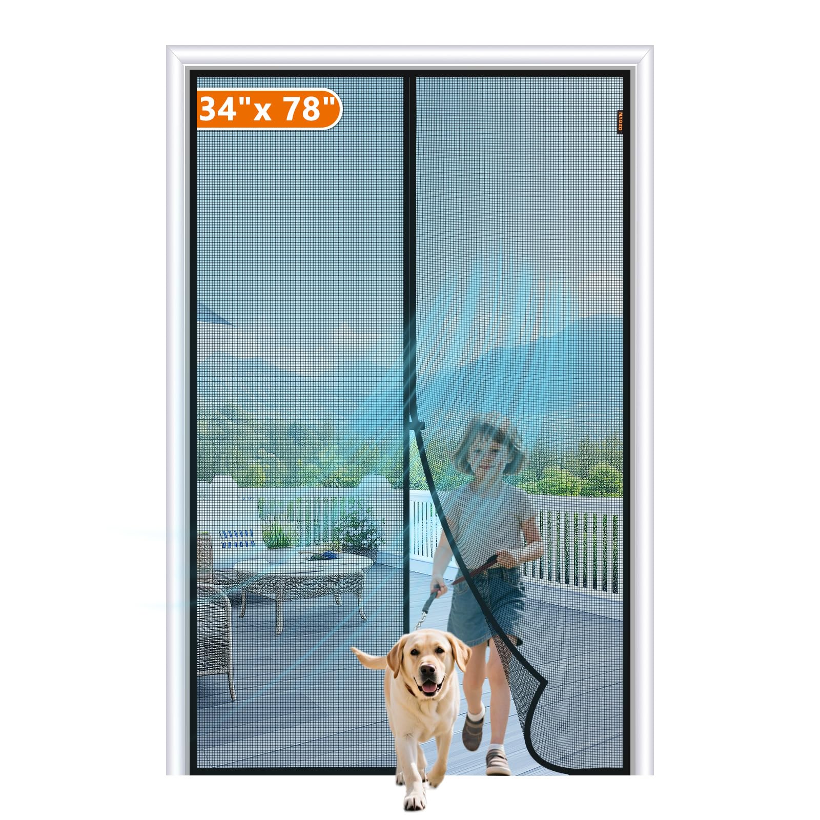 Photo 1 of MAGZO Magnetic Screen Door Fits Door Size 34"x 78", Hands-Free Mesh Black