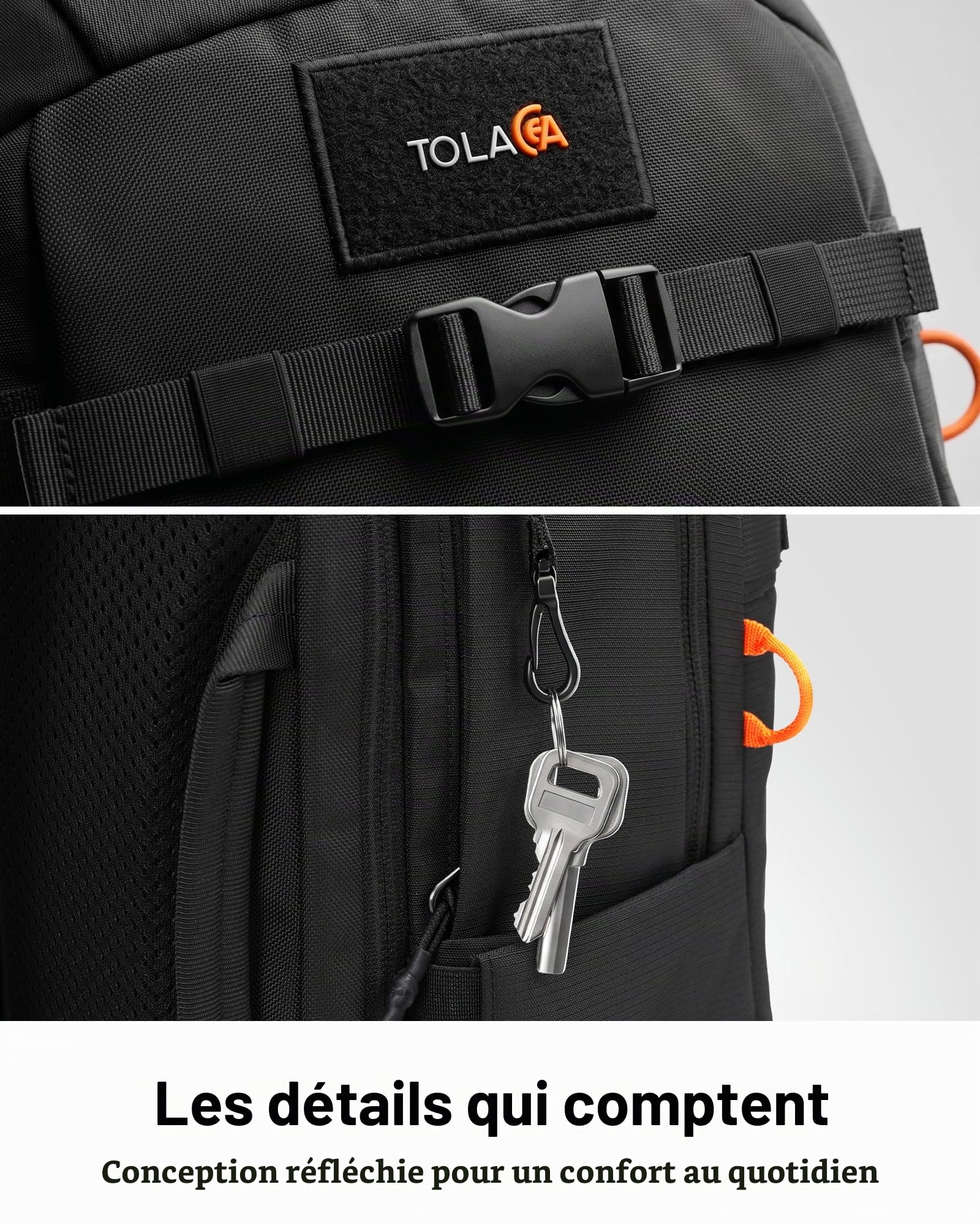 Tolaccea Sac à Dos Ordinateur Portable 30L, 15,6", Voyage et Bagage Cabine