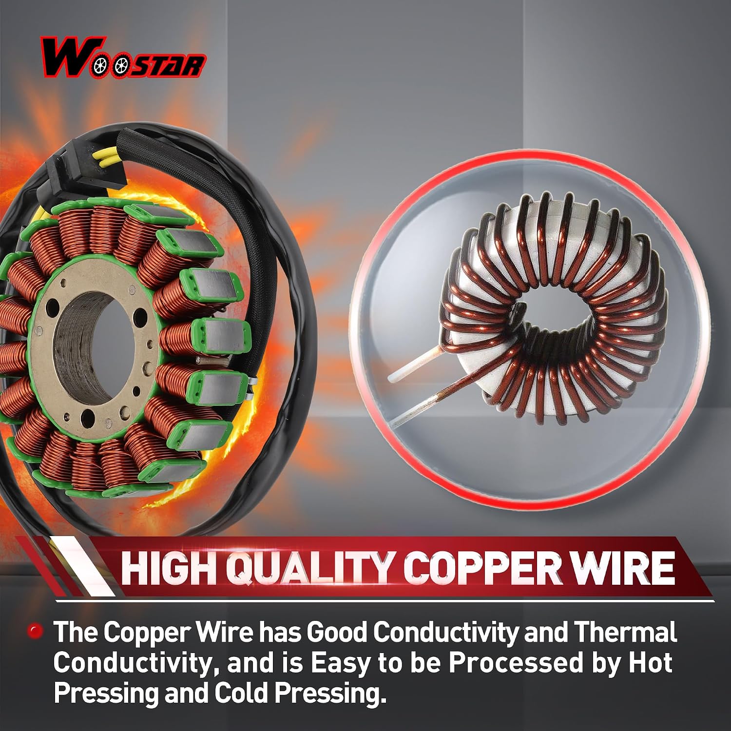 WOOSTAR 18 Coil 3 Wire Magneto Stator Replacement for 1986-2006 VN750 Vu-lcan 750 1987-1989 1993-1994 VN750 VN750 Twin 1984-1985 ZN700 LTD GPZ750 ZX750 OEM 21003-1118 21003-1062