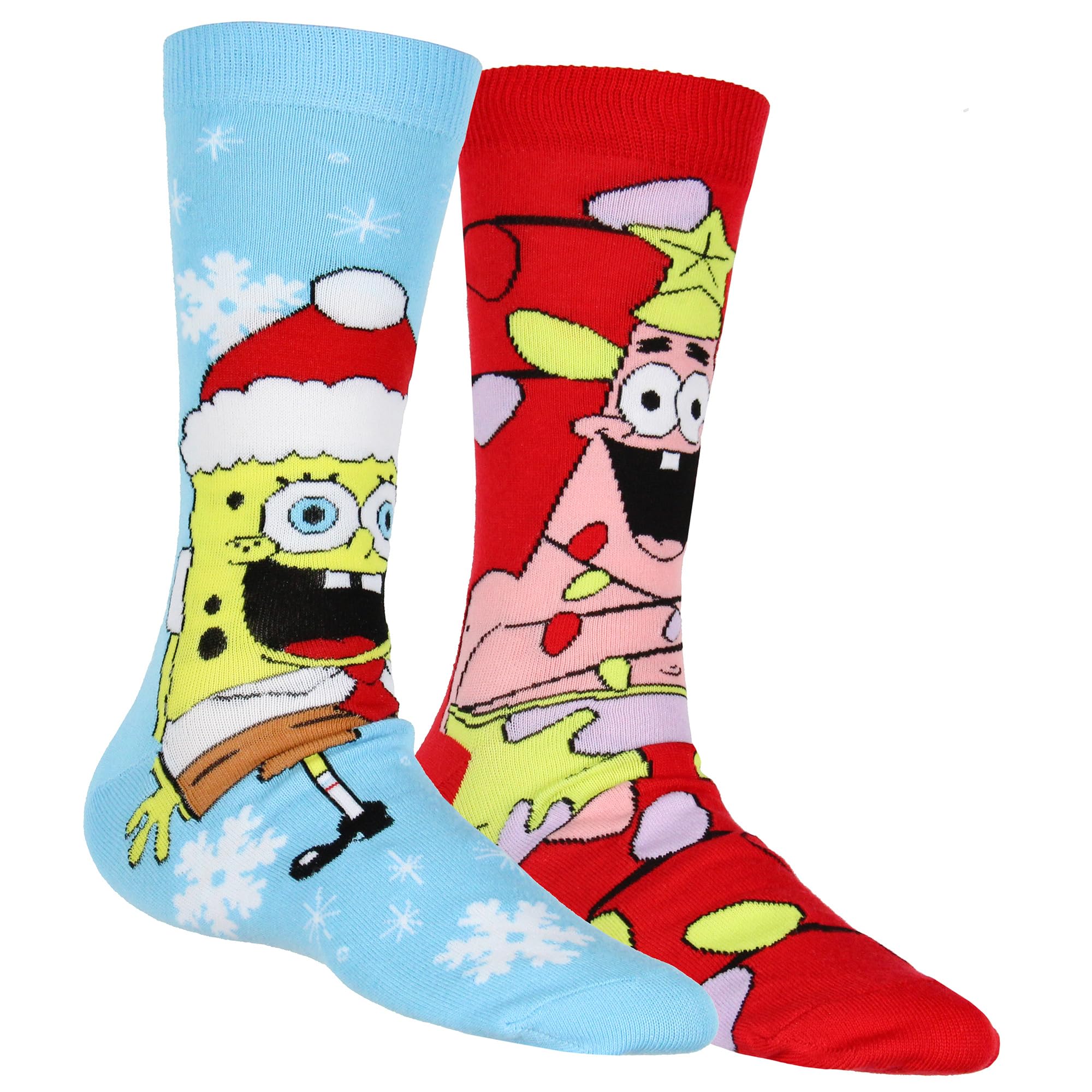 Mad Engine SpongeBob SquarePants Socks I am Ready Christmas Holiday SpongeBob 2 Pack Mid Calf Mens Crew Socks Shoe Size 8-12