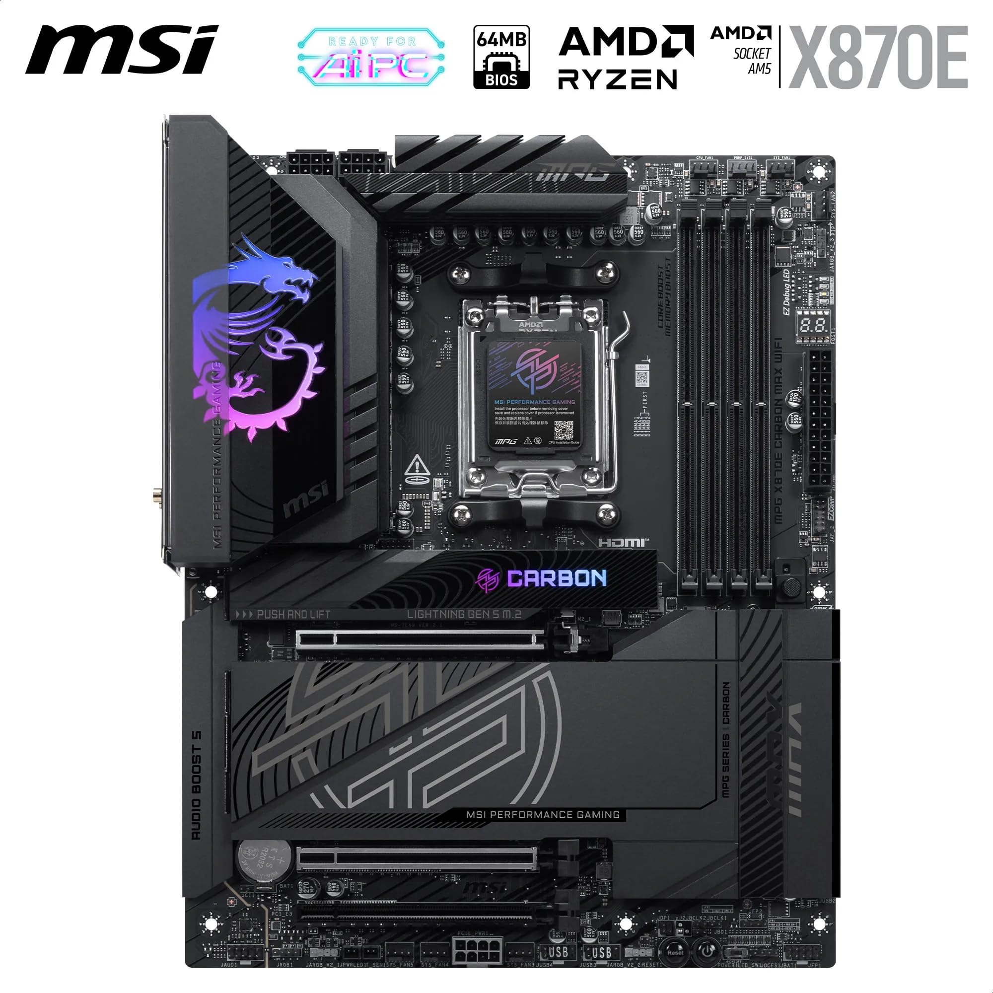 Amazon | MSI MPG X870E Carbon MAX WiFiマザーボード、ATX - AMD