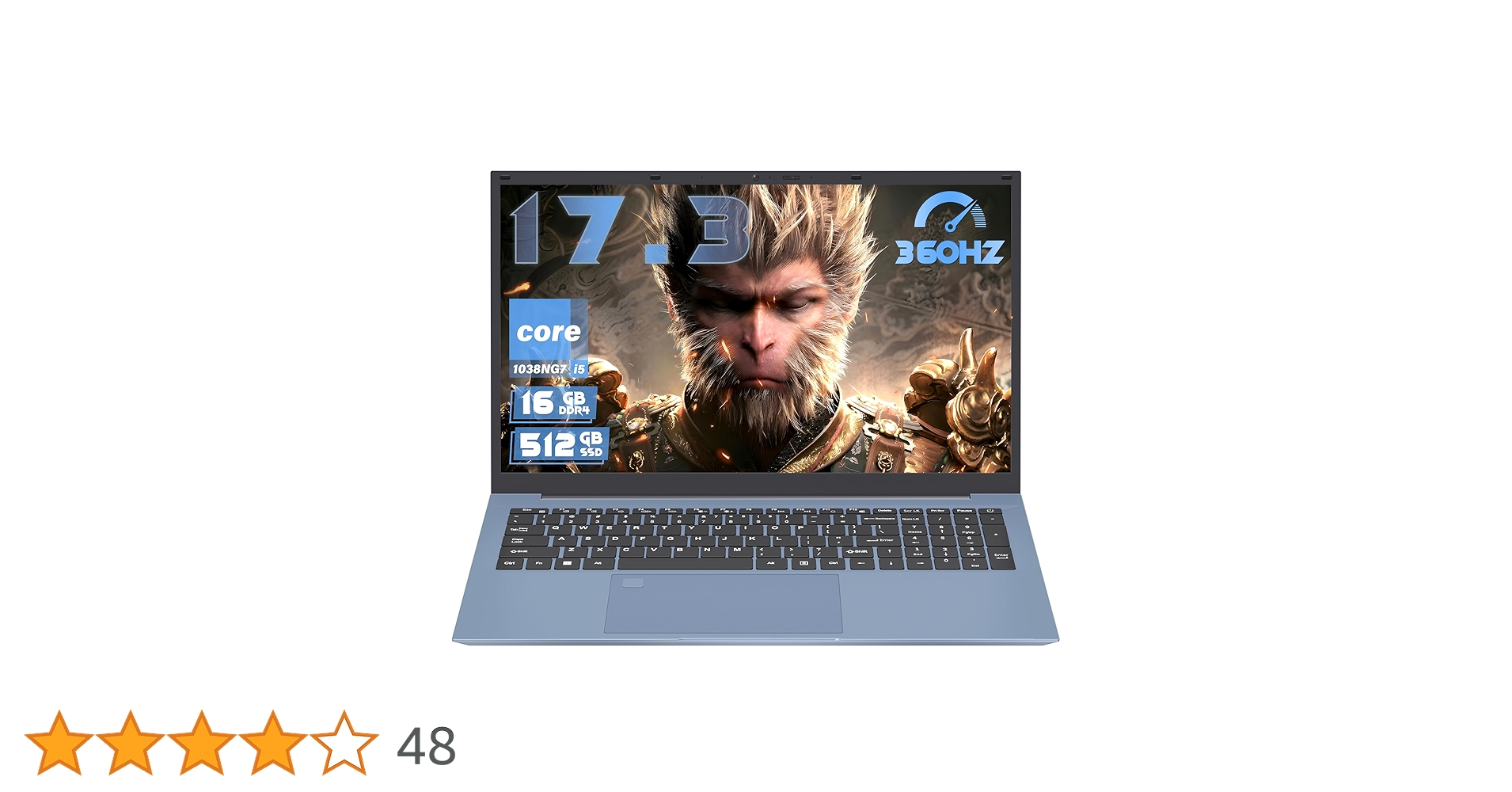 17.3'' Gaming Laptop Computer, Core i5-1038NG7(up to 3.8GHz) CPU, 16GB RAM, 512GB SSD, 6000mAh Battery, Full size RBG Backlit Keyboard, Wifi, 3xUSB 3.1 Notebook Blue
