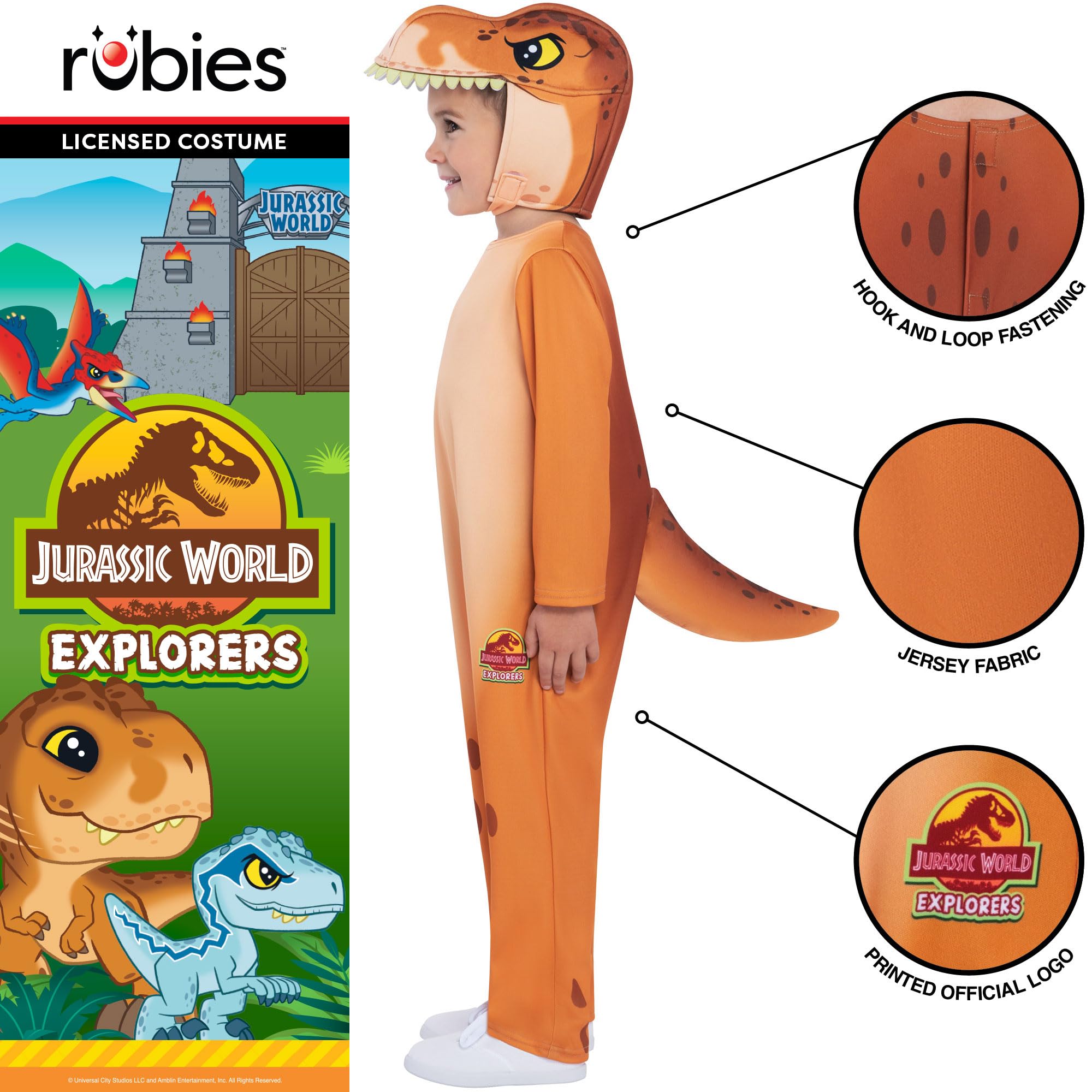 Rubies Official Jurassic World Toddler T-Rex Costume, Kids Fancy Dress Size 2-3 Years Halloween, Multicoloured - Image 4