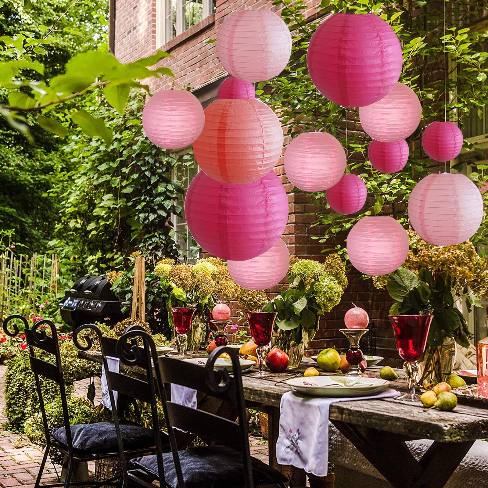 30 farolillos de papel, 5 tamaños farolillos de papel para fiestas, bodas, Halloween, Navidad, cumpleaños, fiestas de jardín, baby shower, decoración para interior y exterior (F1)