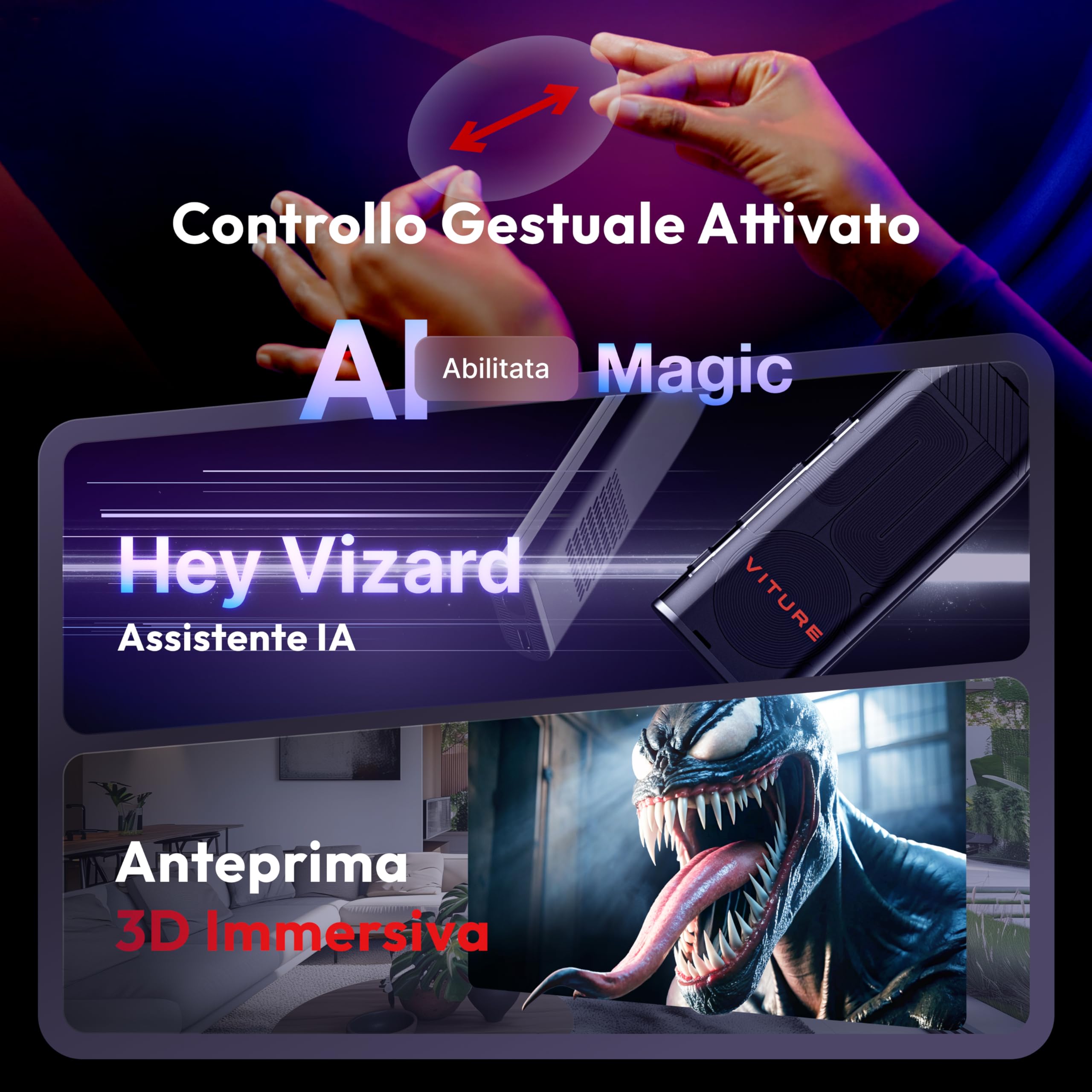 VITURE Pro Neckband,partner ufficiale di PSPlay, Multi-screen/3DoF/Smooth Follow/Ambient Mode, 3D Player, AI Assistant, libertà quasi wireless per il gioco e lo streaming,12GB+256GB