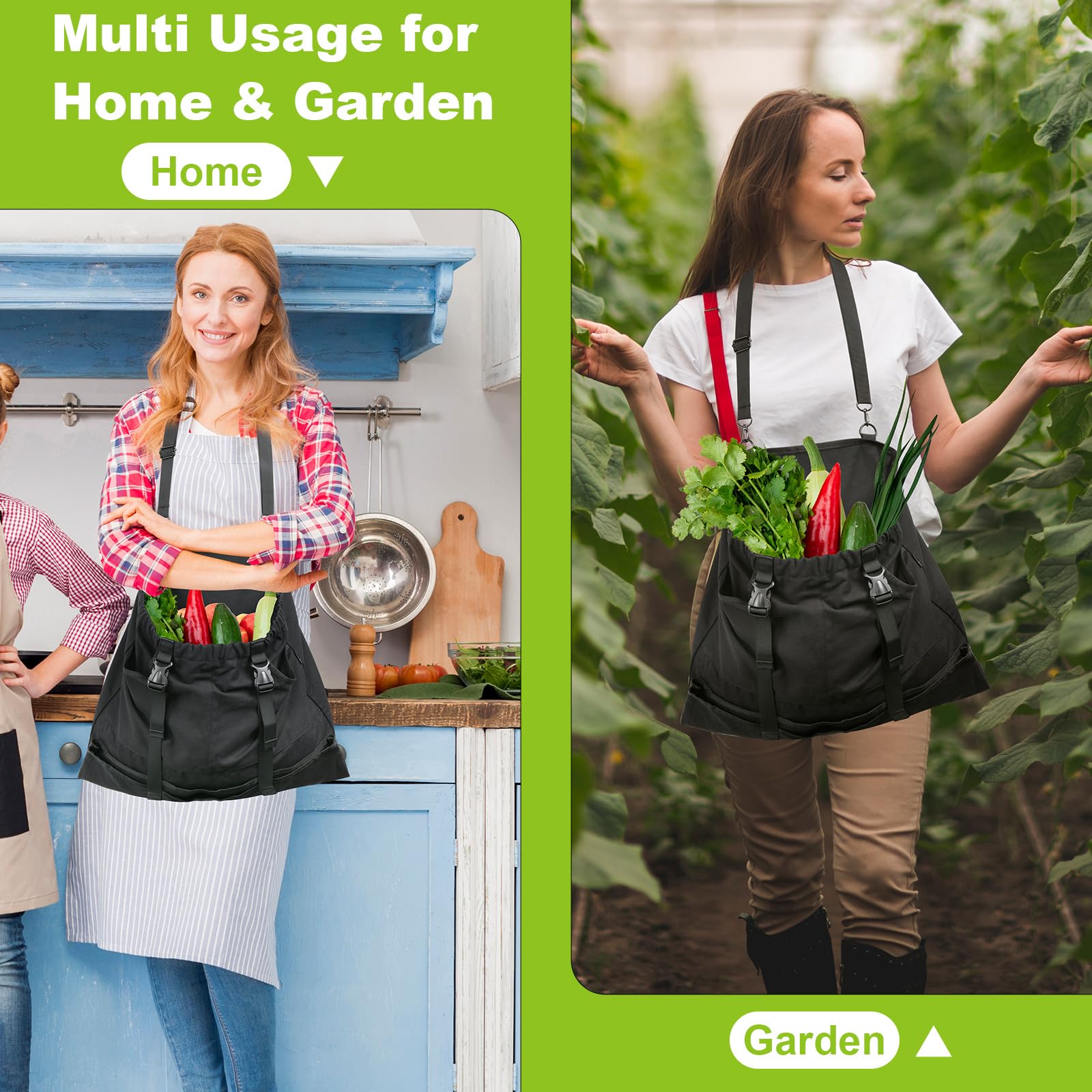 Cosmos Tablier de récolte de jardin, ceinture de taille, tablier de récolte de jardin pour jardinier, récolter des mauvaises herbes, légumes, fruits, tablier de jardin en toile avec pochette à