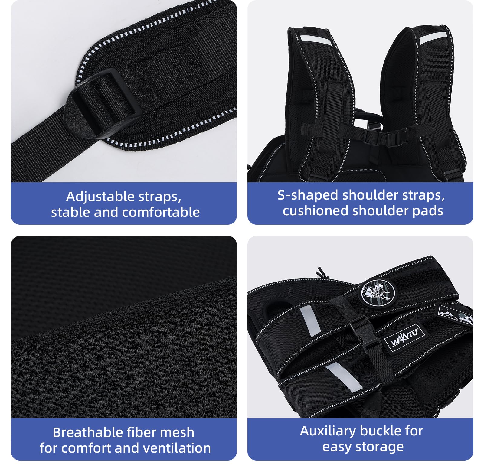 Wakytu Sac à dos et sangle de transport pour petits chiens - Bretelles de transport réglables rembourrées et respirantes - Idéal pour les chiens handicapés de taille M (4 à 8 kg)