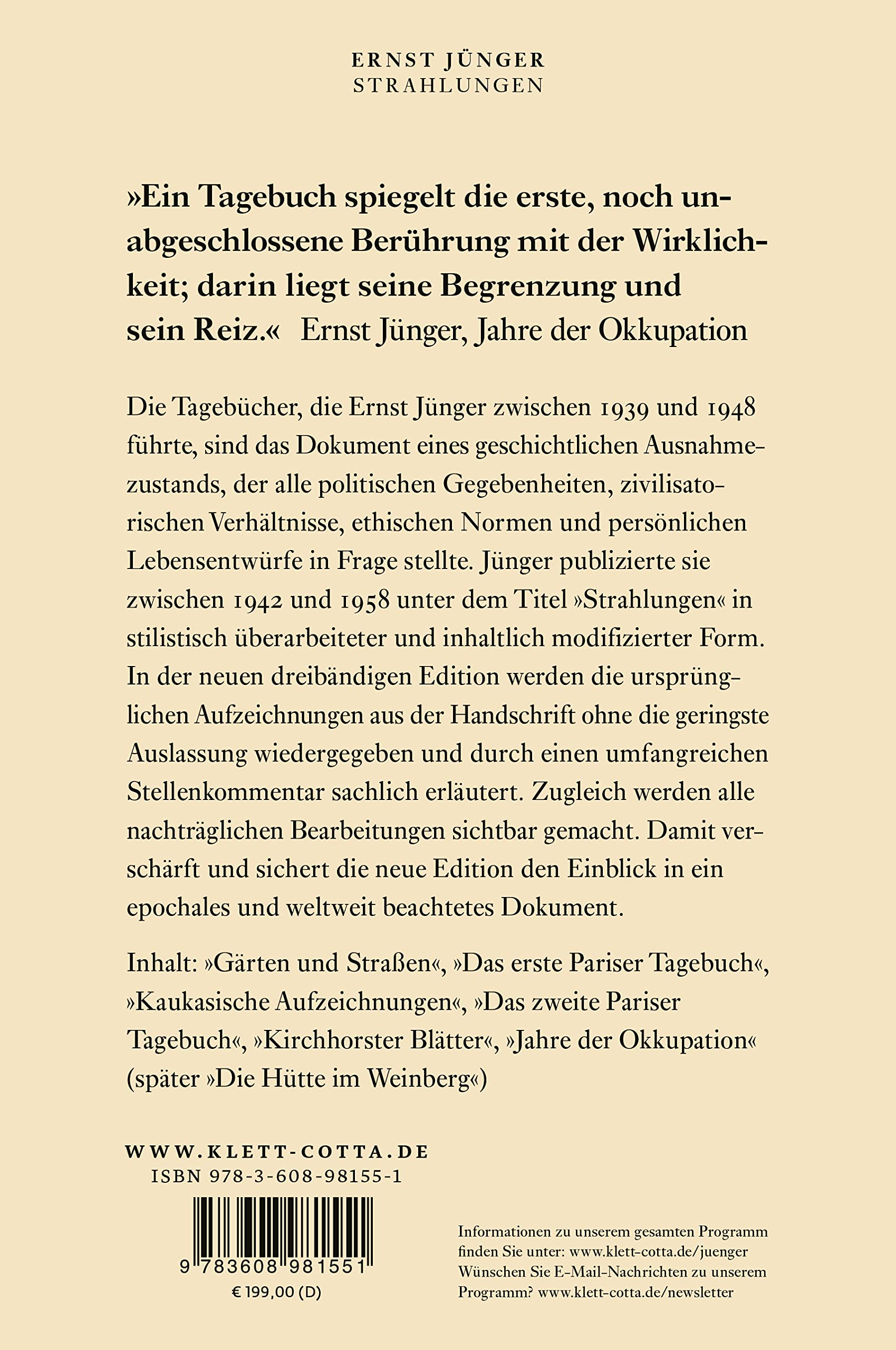 Strahlungen: Die Tagebücher des Zweiten Weltkriegs und der Nachkriegszeit (1939-1948)