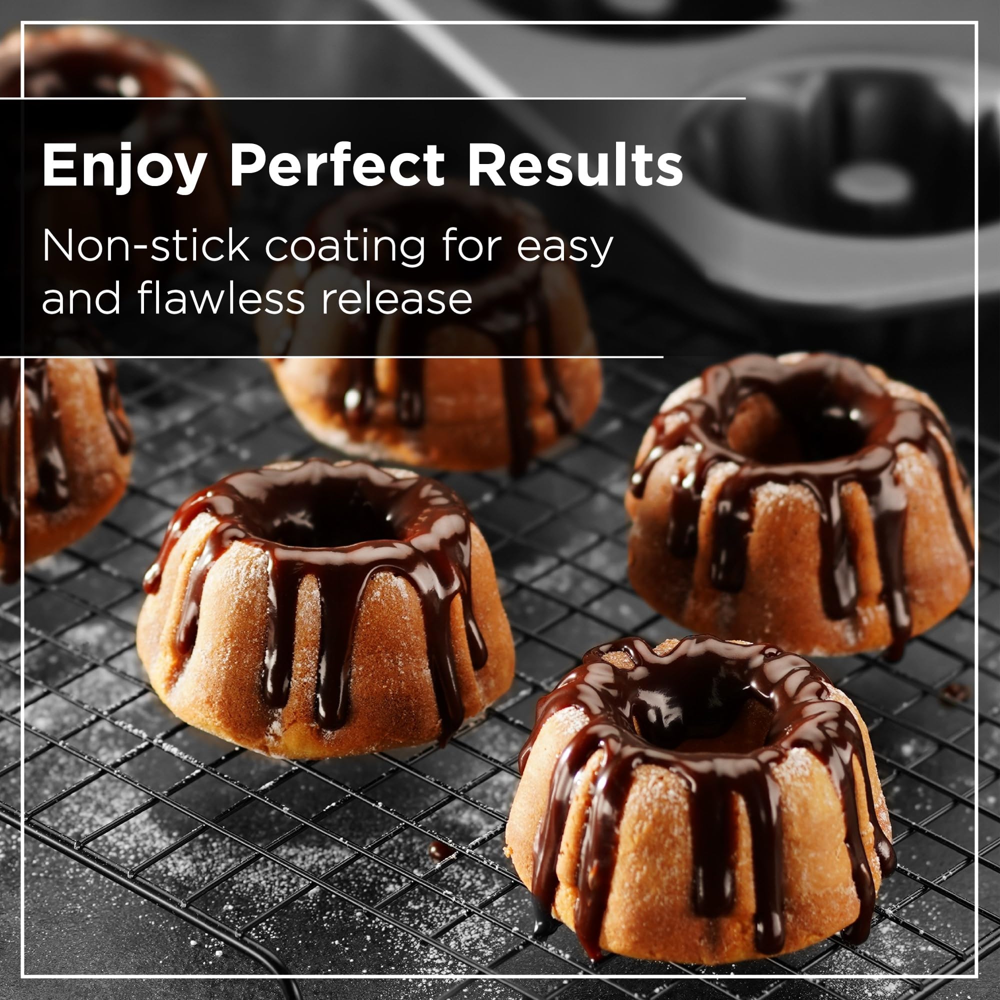 Wrenbury Lot de 2 mini moules à gâteau cannelés antiadhésifs – Moule à gâteau en forme d'anneau d'ange pour la cuisson de petits gâteaux – Sans PFOA et passe au lave-vaisselle – Tasse de 9,5 cm