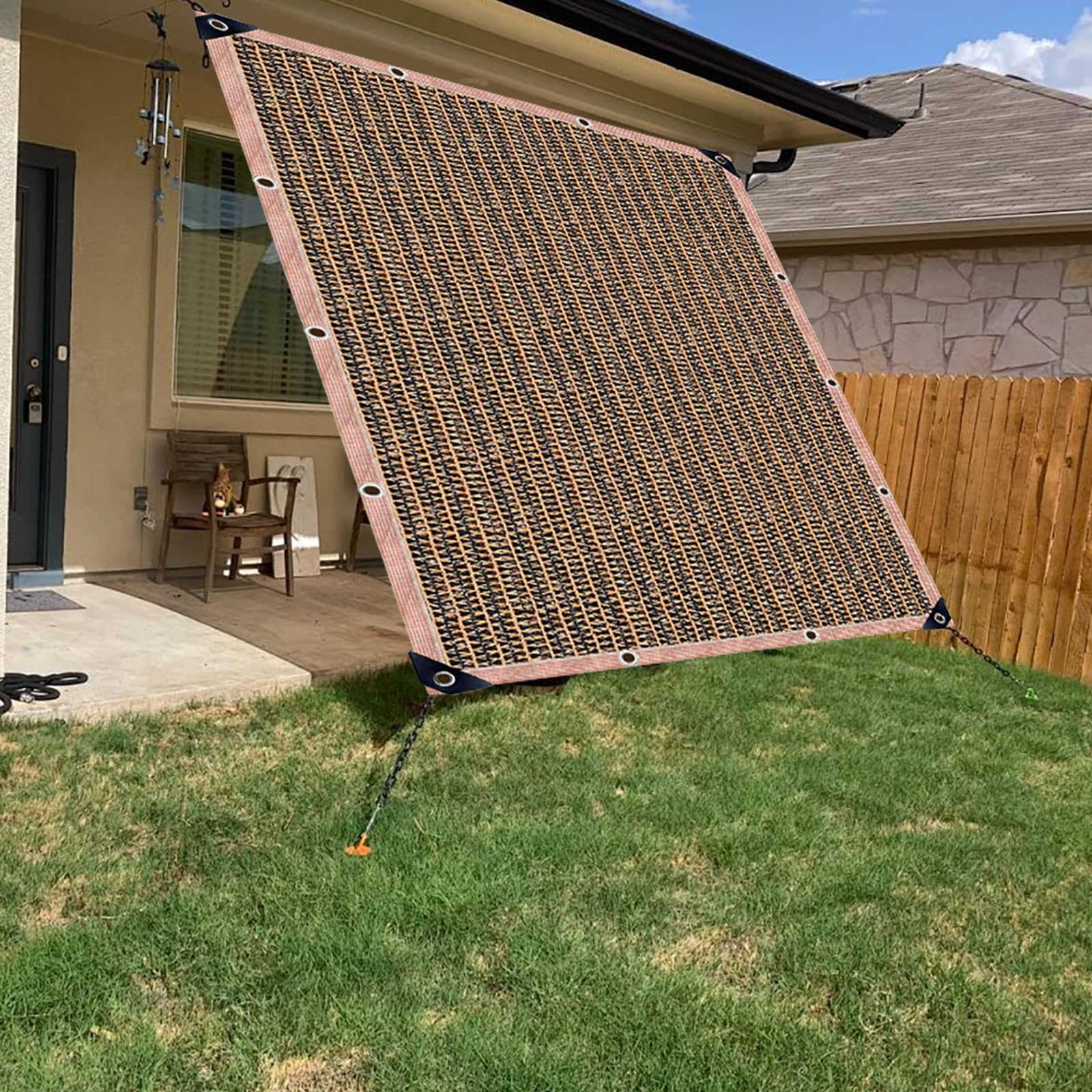 Red de Sombreado 1.2x9.8m, Tejido con 90% de Sombreado, Toldo de Malla con Ojales, Protección Solar y Aislamiento Térmico, Resistente al Polvo y a los Rayos UV, para Patio, Jardín, Marrón